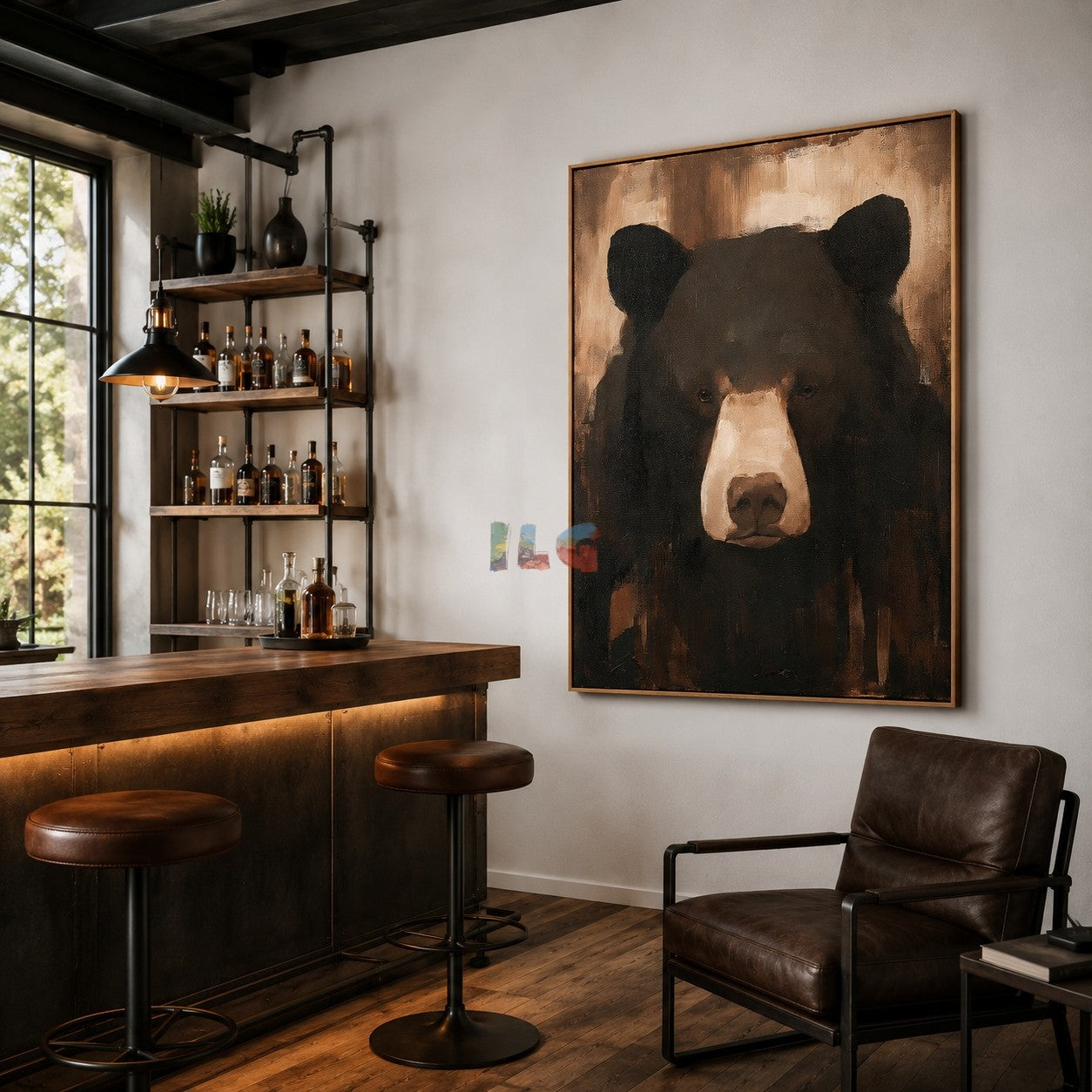 Shadow Bear Gaze – Rustic Portrait Wall Art