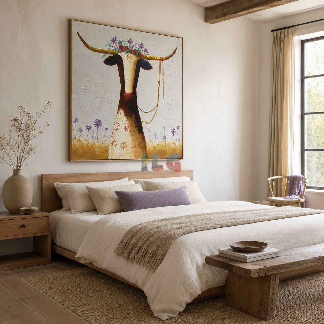 Blooming Longhorn – Western Floral Wall Art