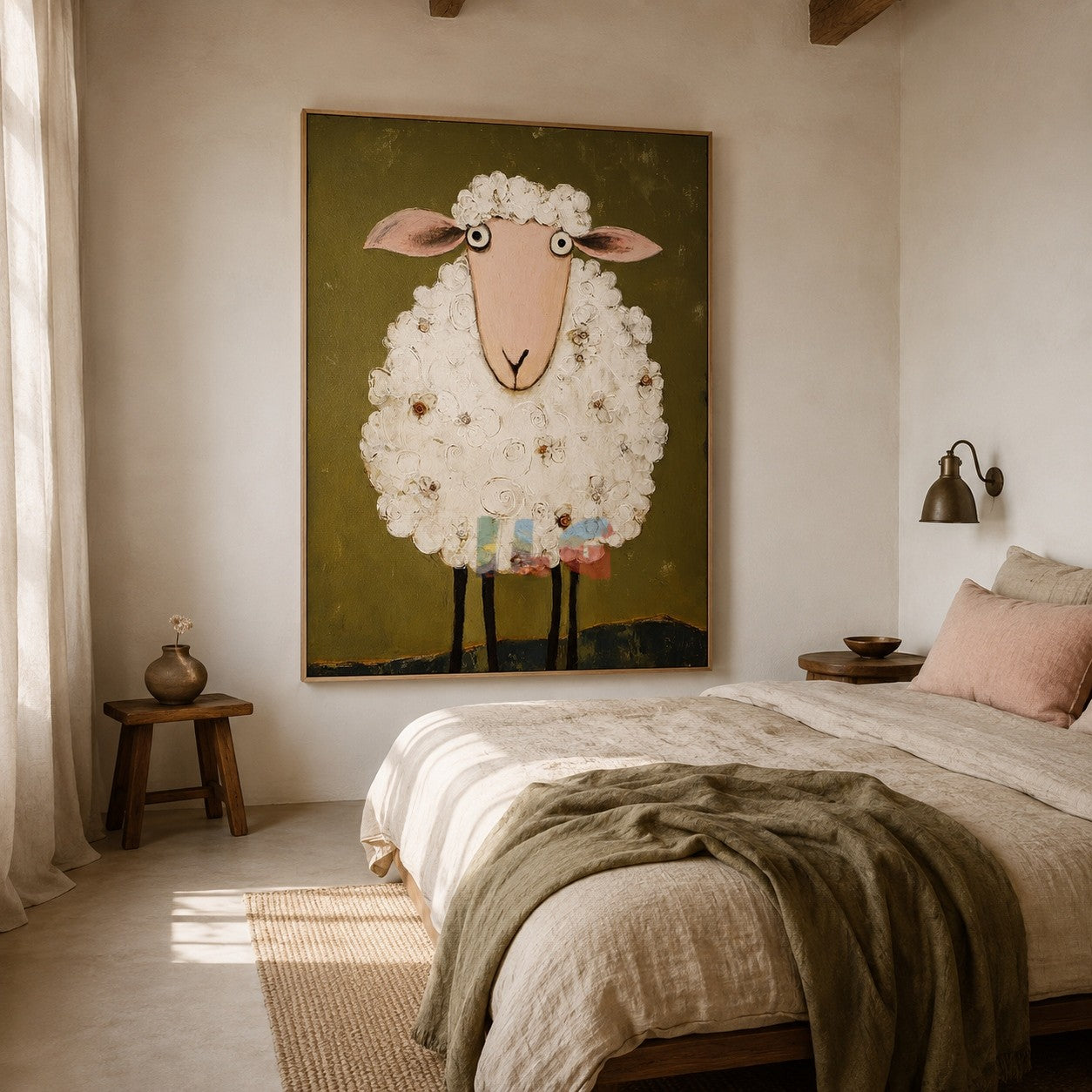 Blooming Wool Lamb – Farmhouse Sheep Wall Art