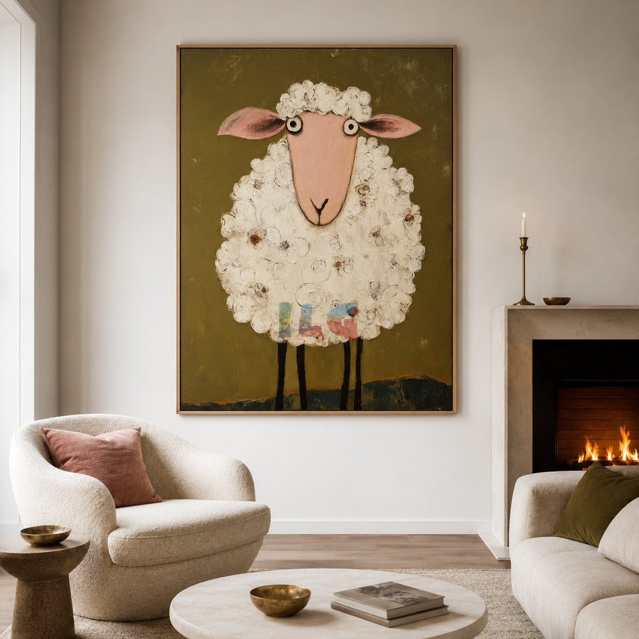 Blooming Wool Lamb – Farmhouse Sheep Wall Art