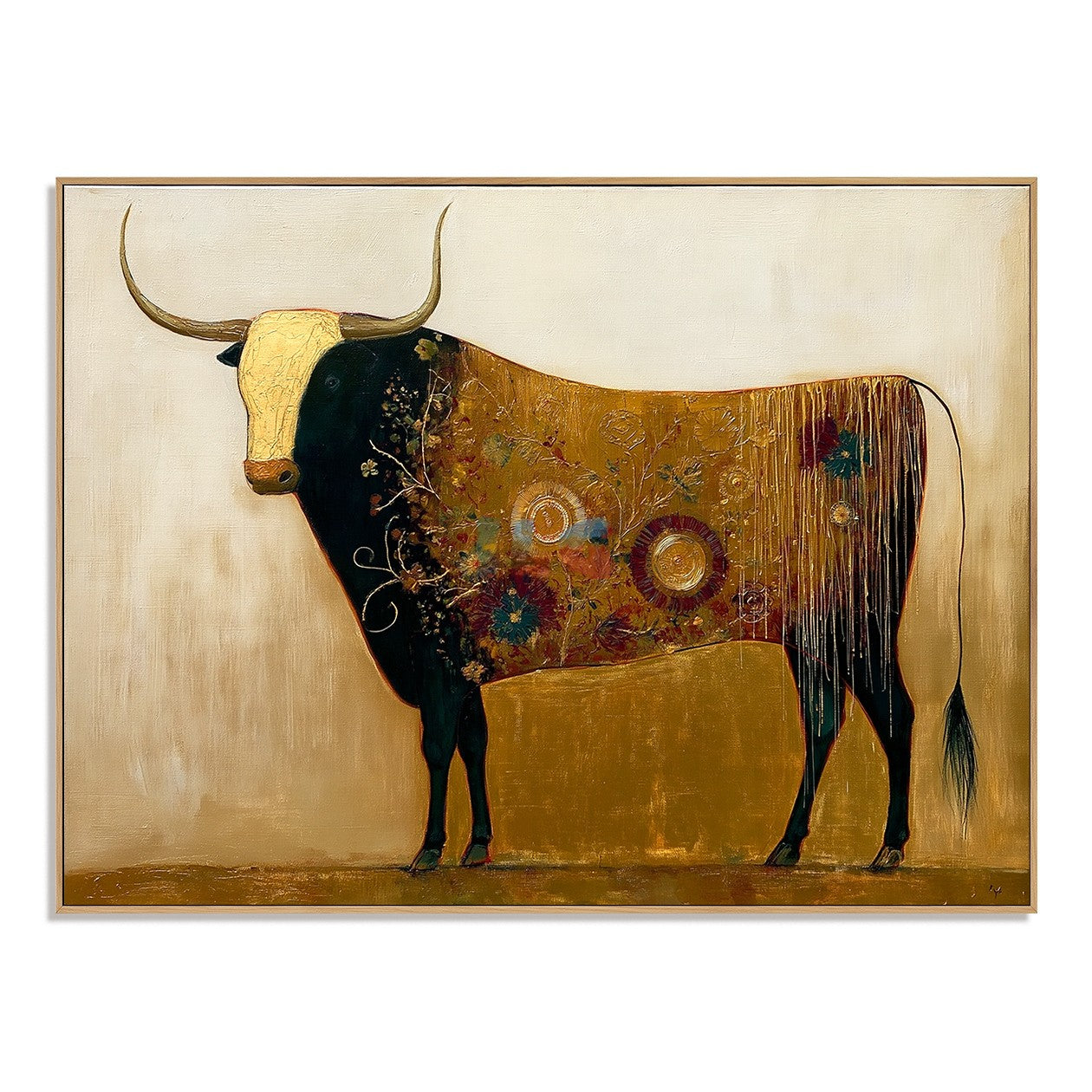 Golden Longhorn Cow – Western Animal Wall Art