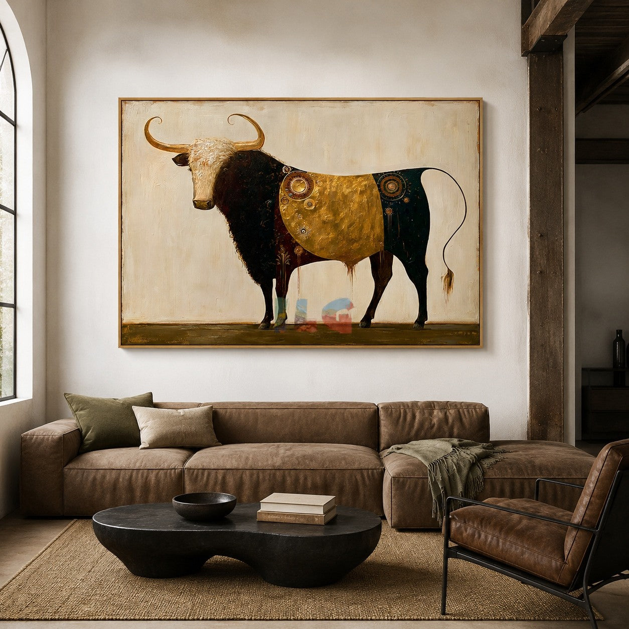 Ornate Golden Longhorn – Western Animal Wall Art