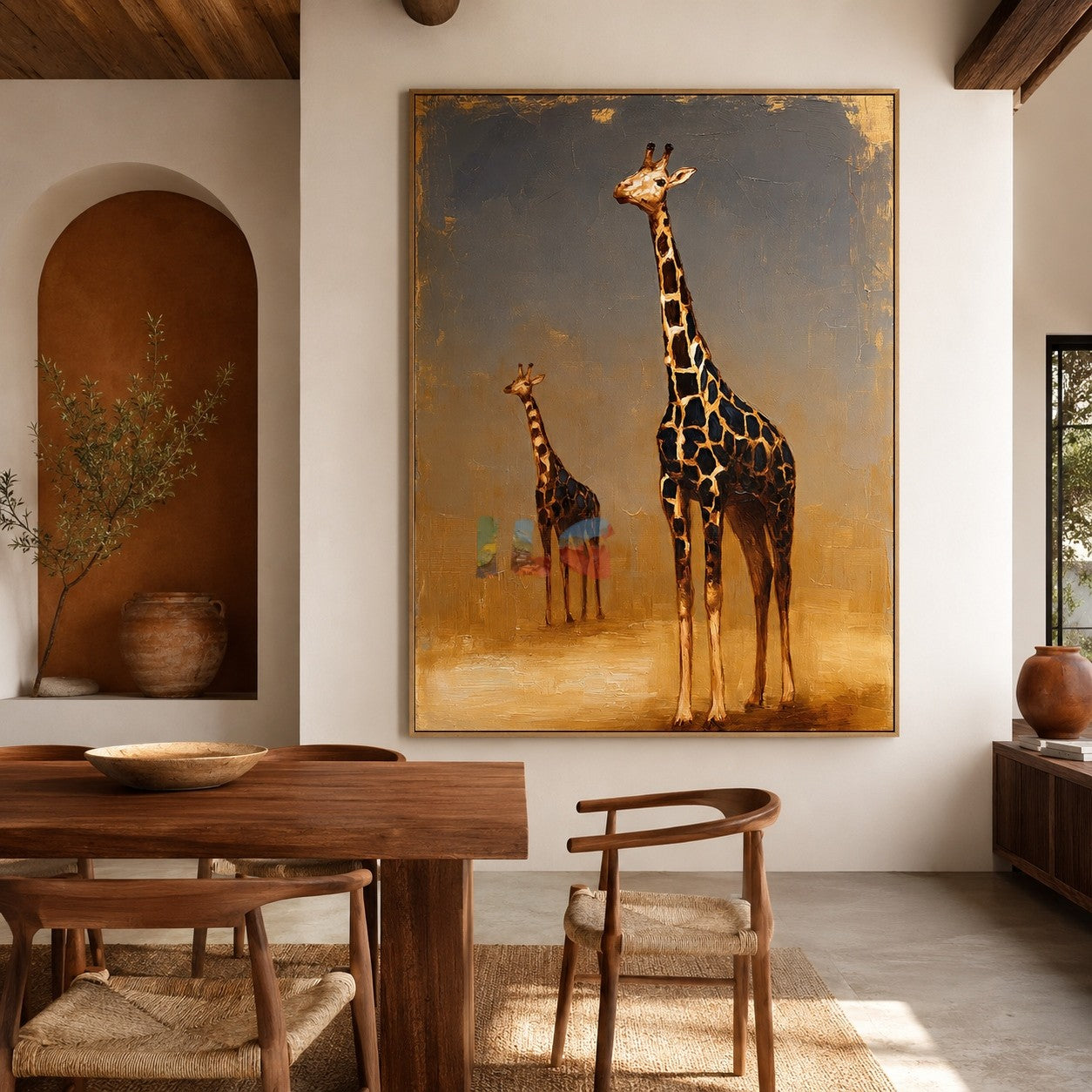 Golden Horizon Giraffes – Safari Animal Wall Art