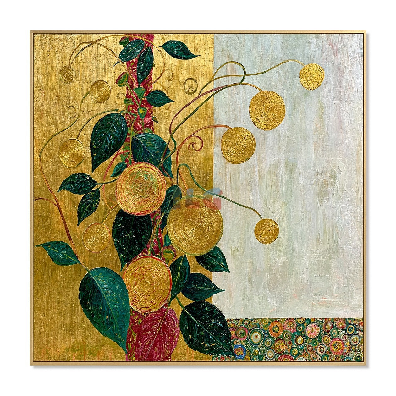 Golden Vine Garden – Decorative Botanical Textured Wall Art