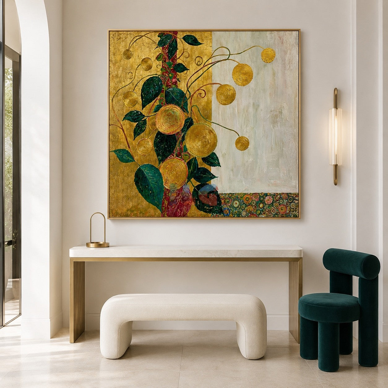 Golden Vine Garden – Decorative Botanical Textured Wall Art