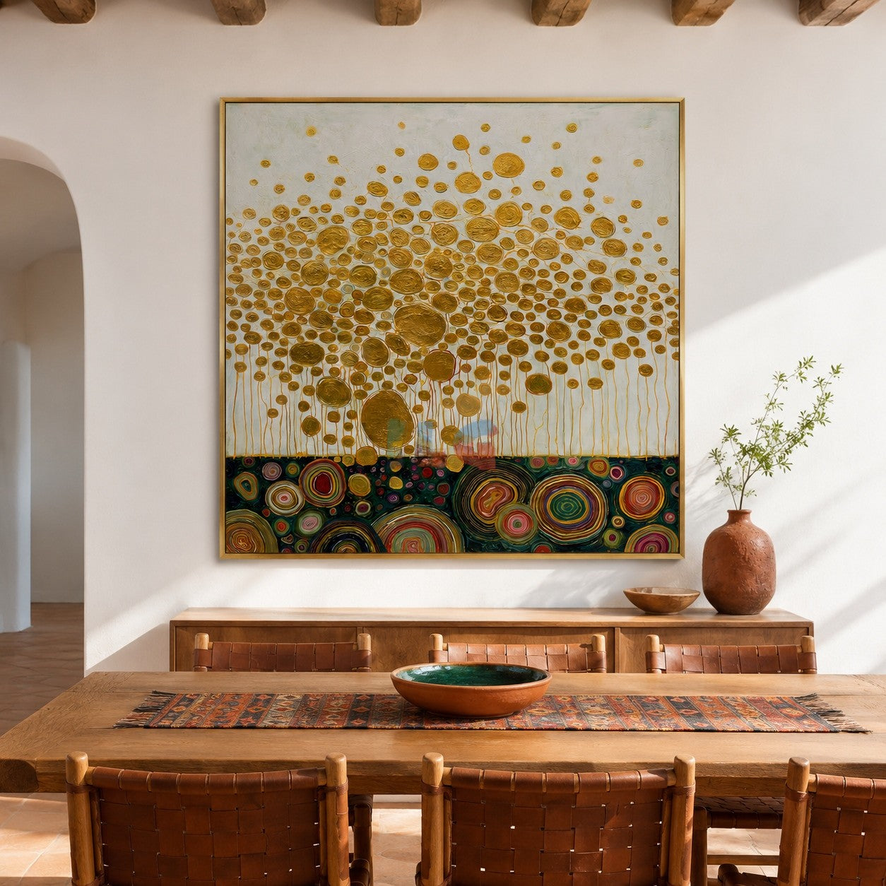 Golden Blossom Field – Decorative Botanical Textured Wall Art