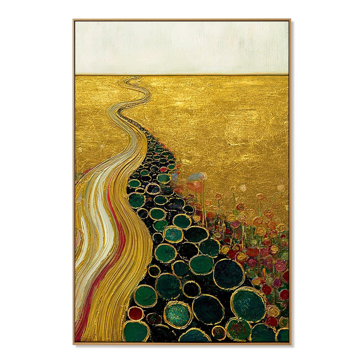 Gilded River Garden – Abstract Landscape Textured Wall Art