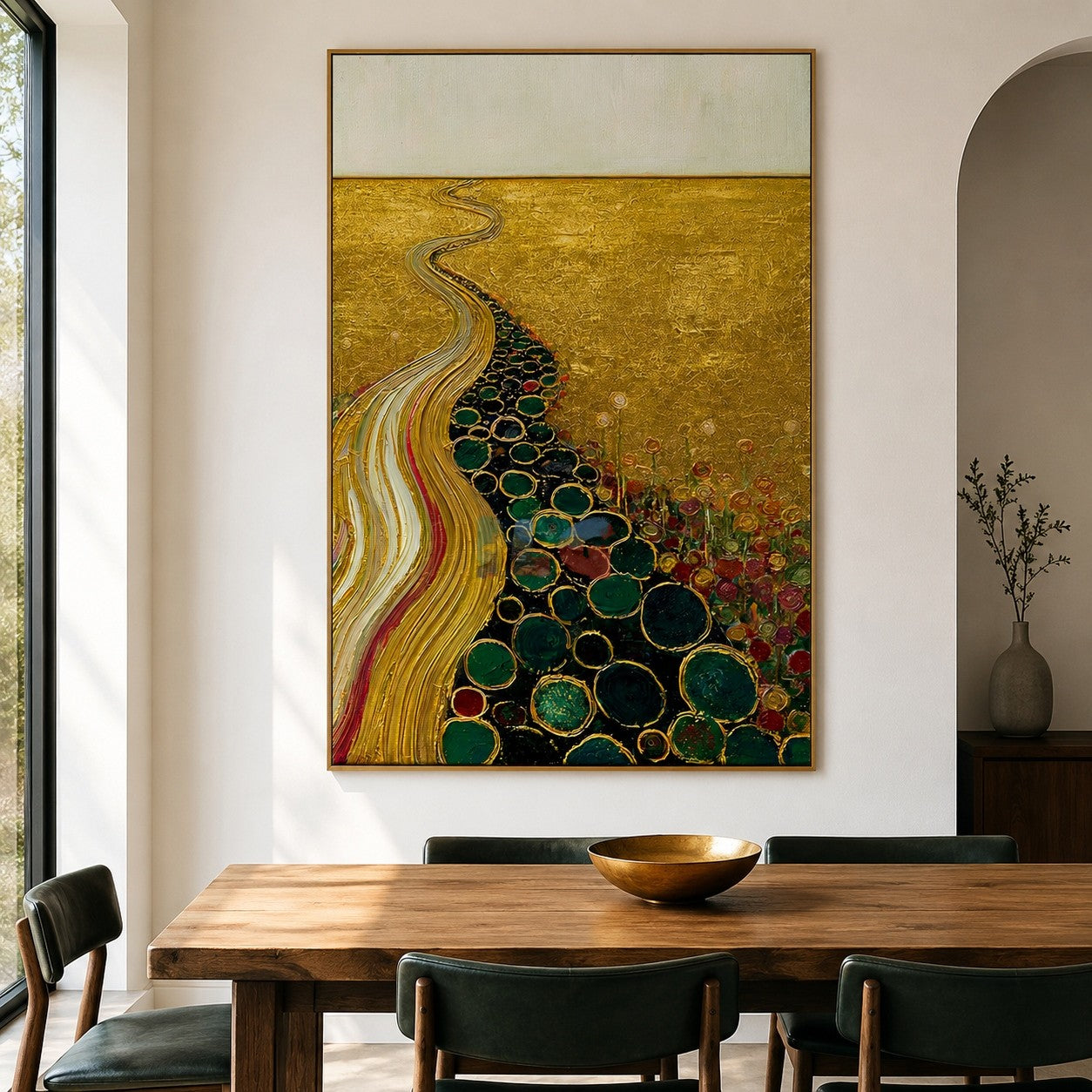 Gilded River Garden – Abstract Landscape Textured Wall Art