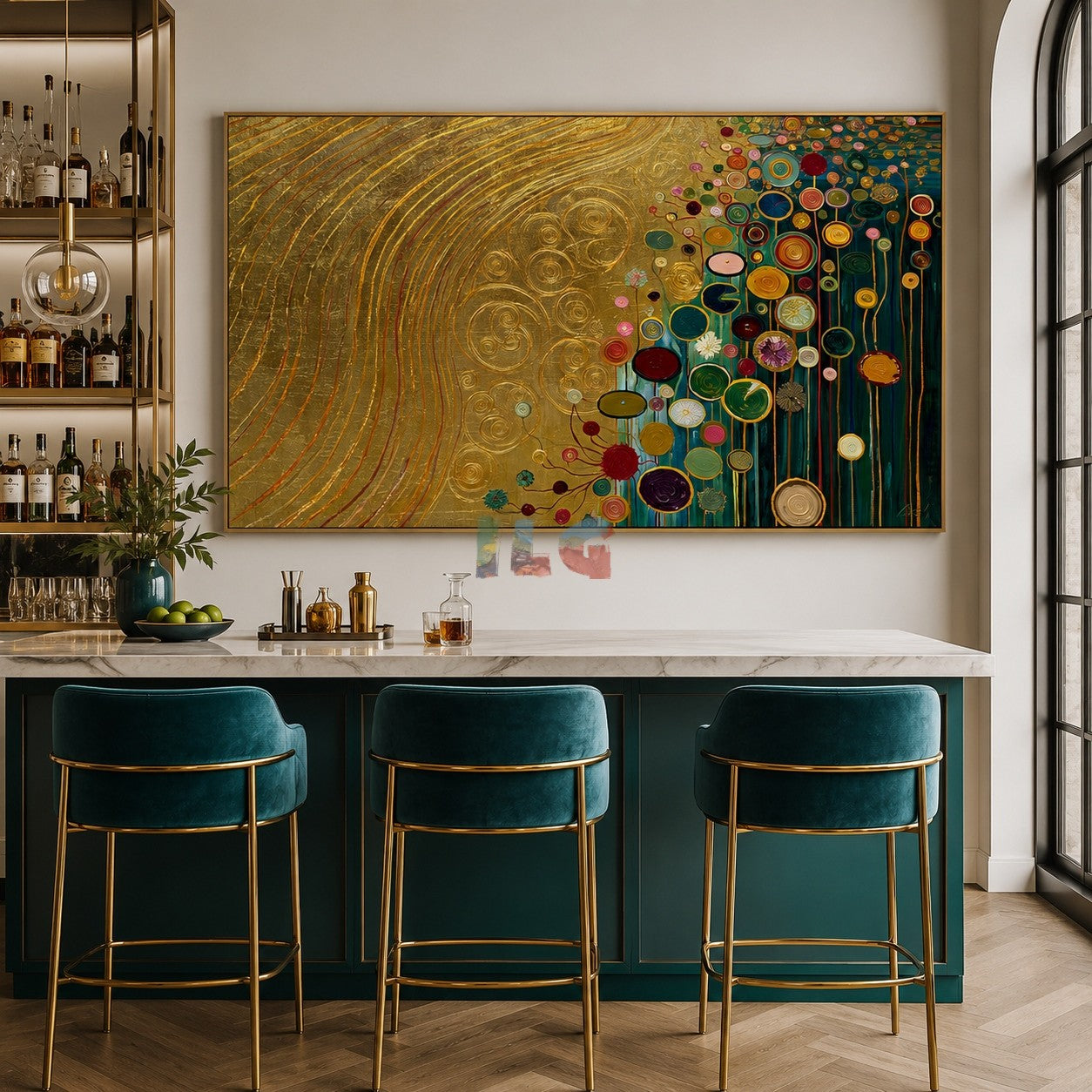 Gilded Garden Rhythm – Abstract Botanical Textured Wall Art