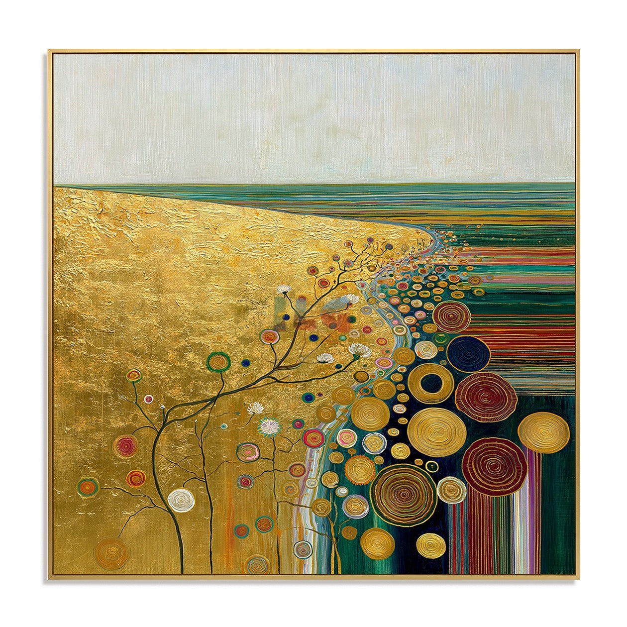 Sunlit Bloom Coast – Abstract Landscape Textured Wall Art