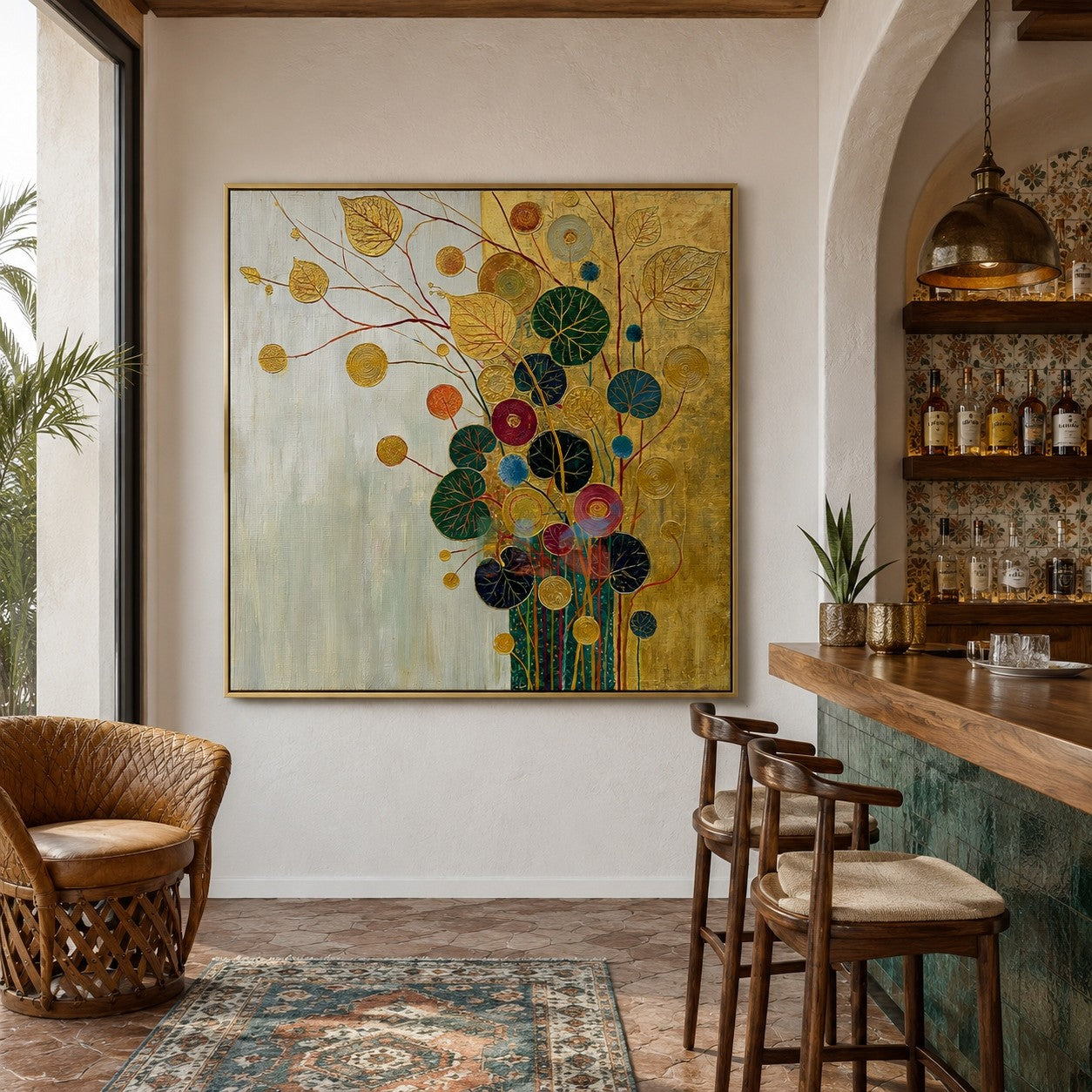 Gilded Leaf Symphony – Decorative Botanical Textured Wall Art