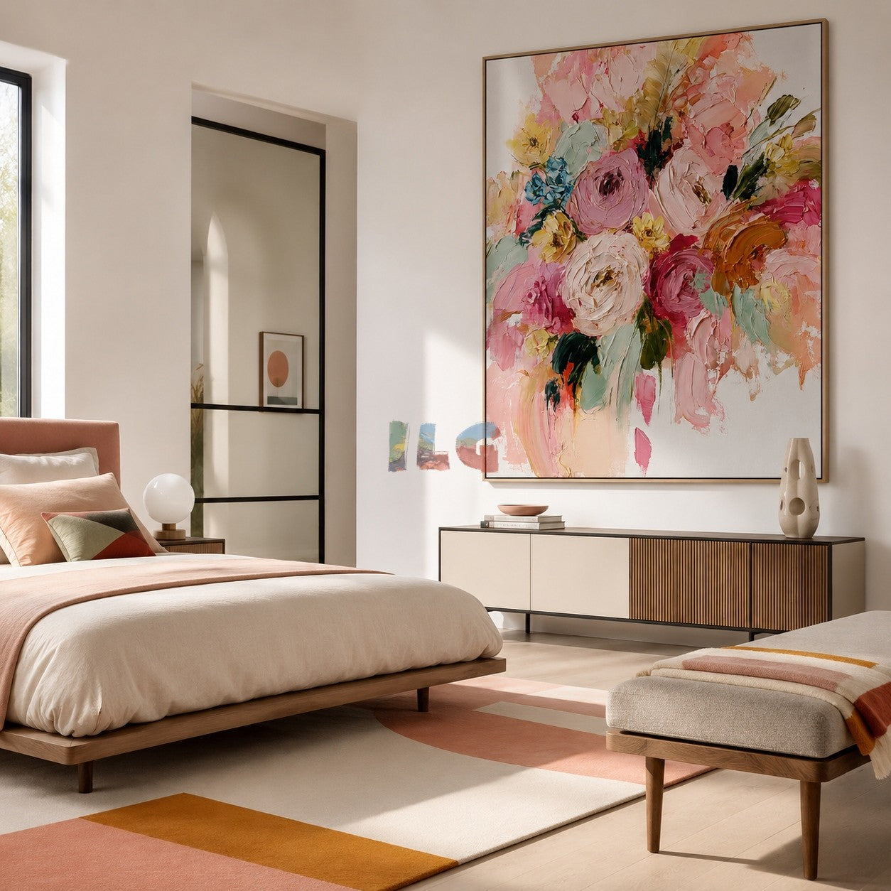 Blush Garden Bouquet – Textured Floral Wall Art