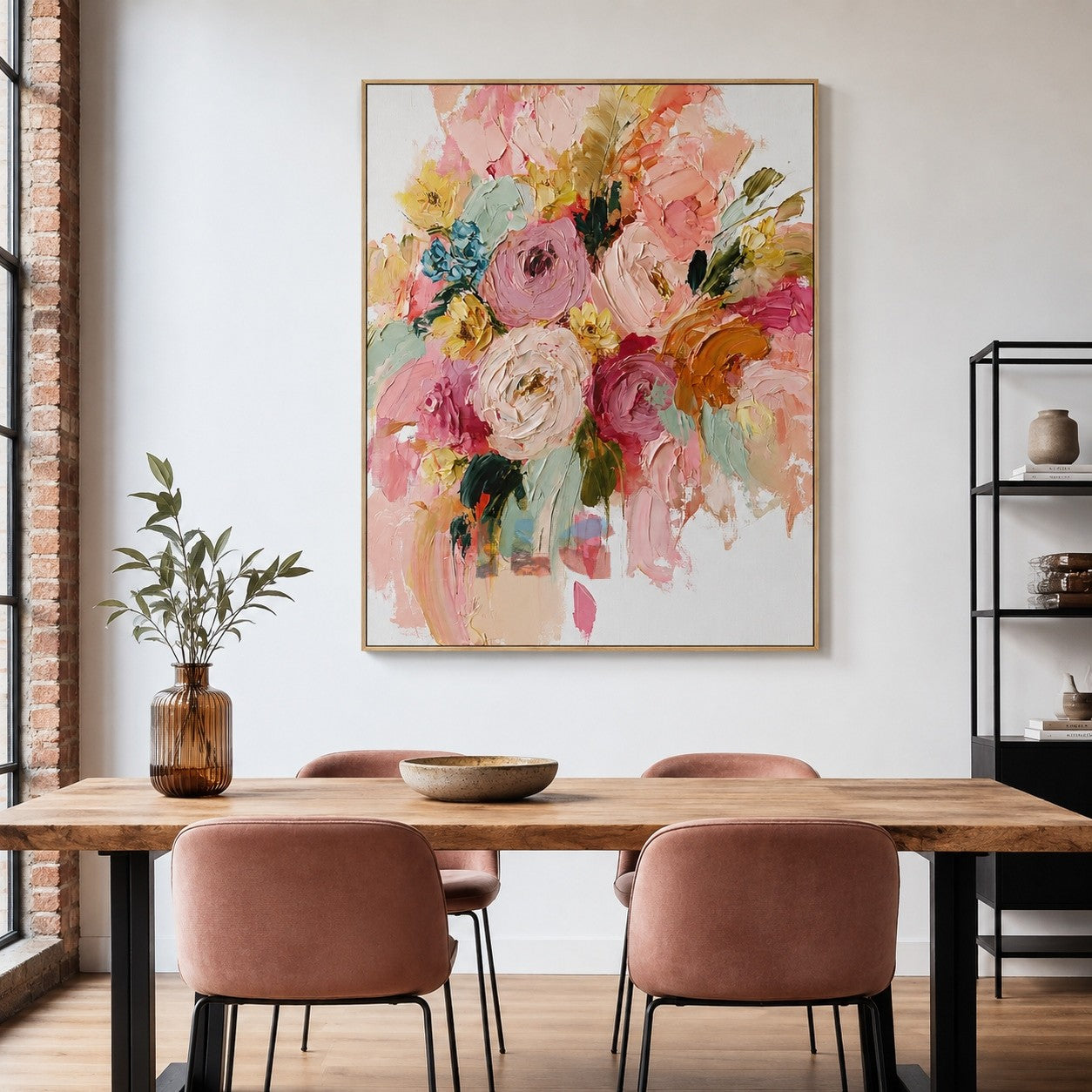 Blush Garden Bouquet – Textured Floral Wall Art