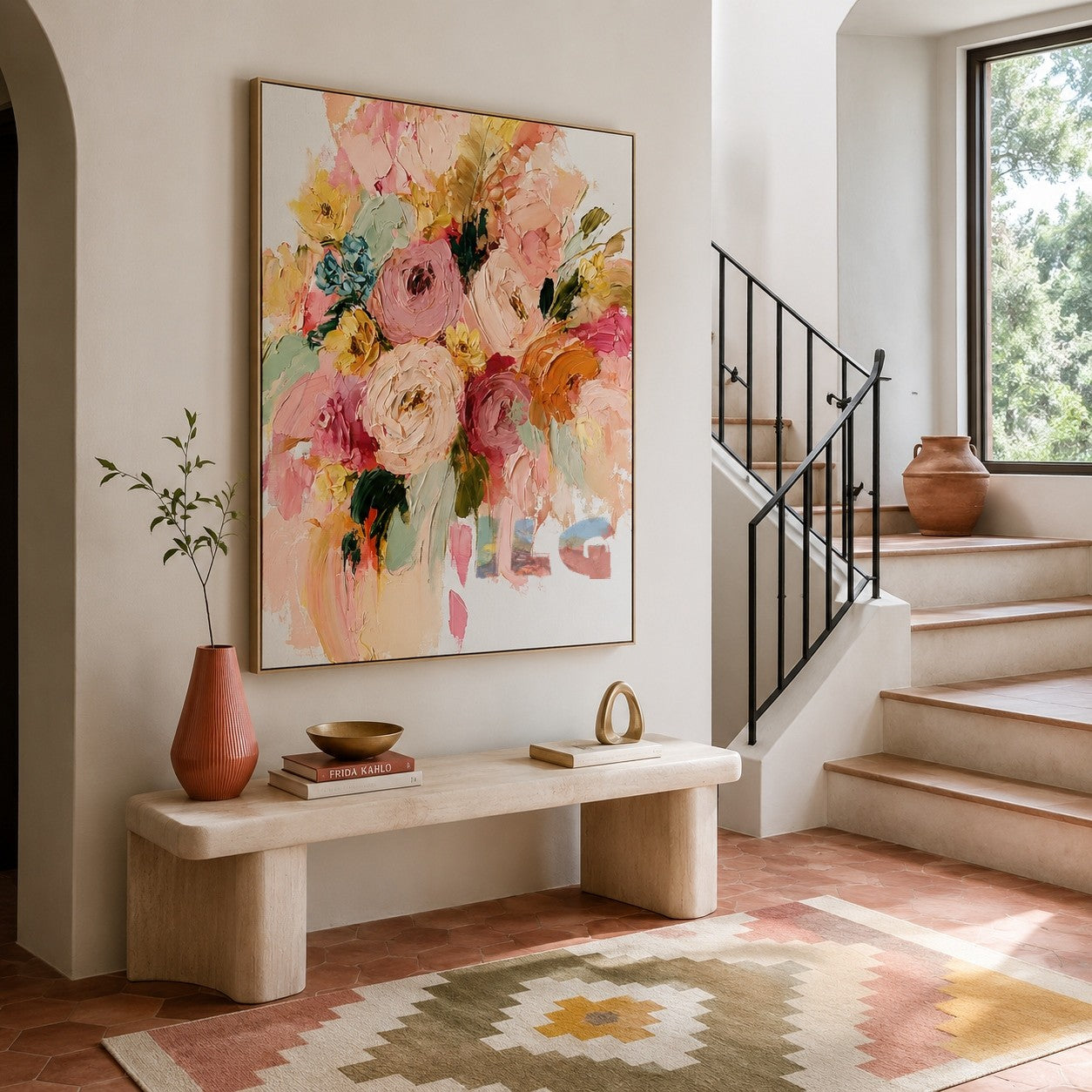 Blush Garden Bouquet – Textured Floral Wall Art