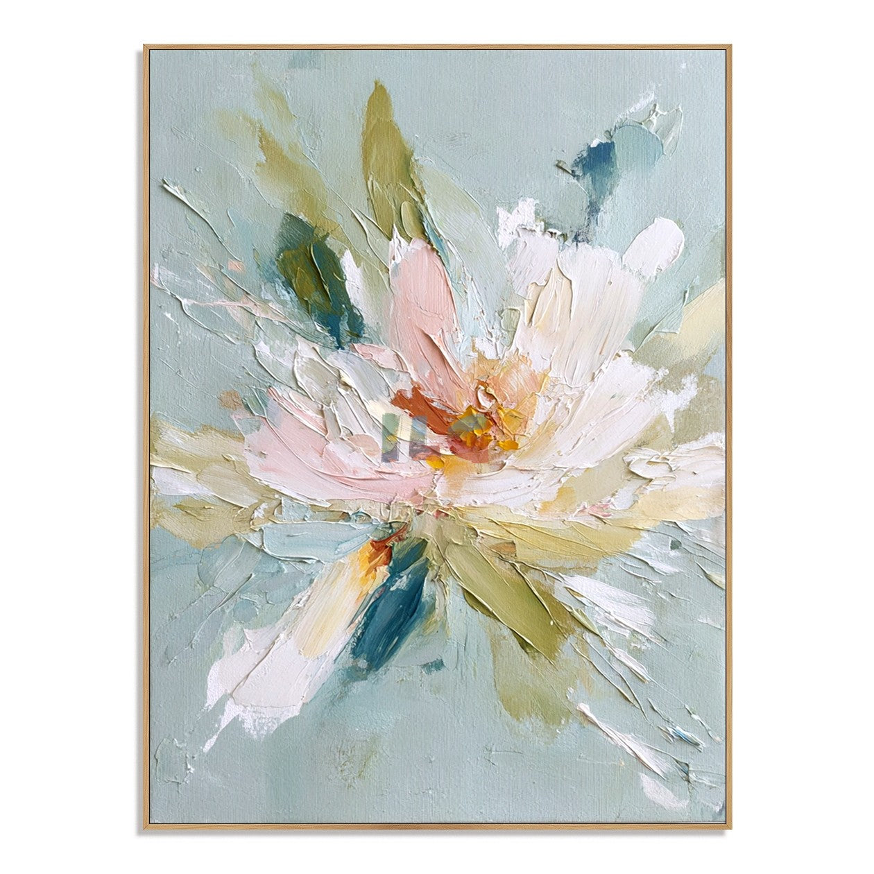 Aqua Petal Bloom – Textured Floral Wall Art