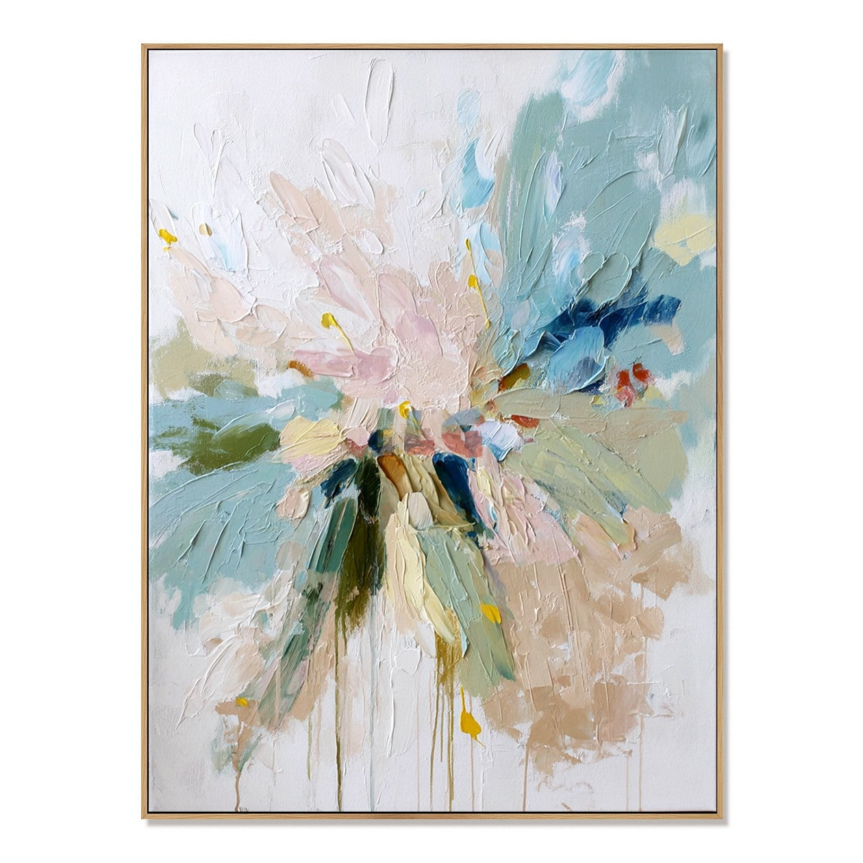 Seafoam Bloom Burst – Textured Floral Wall Art