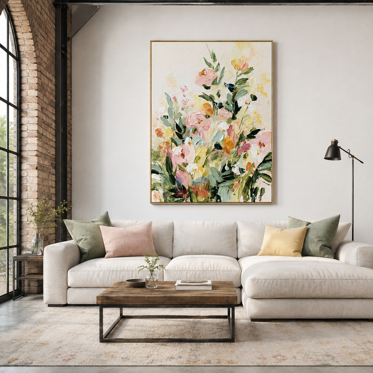 Pastel Garden Bloom – Textured Floral Wall Art