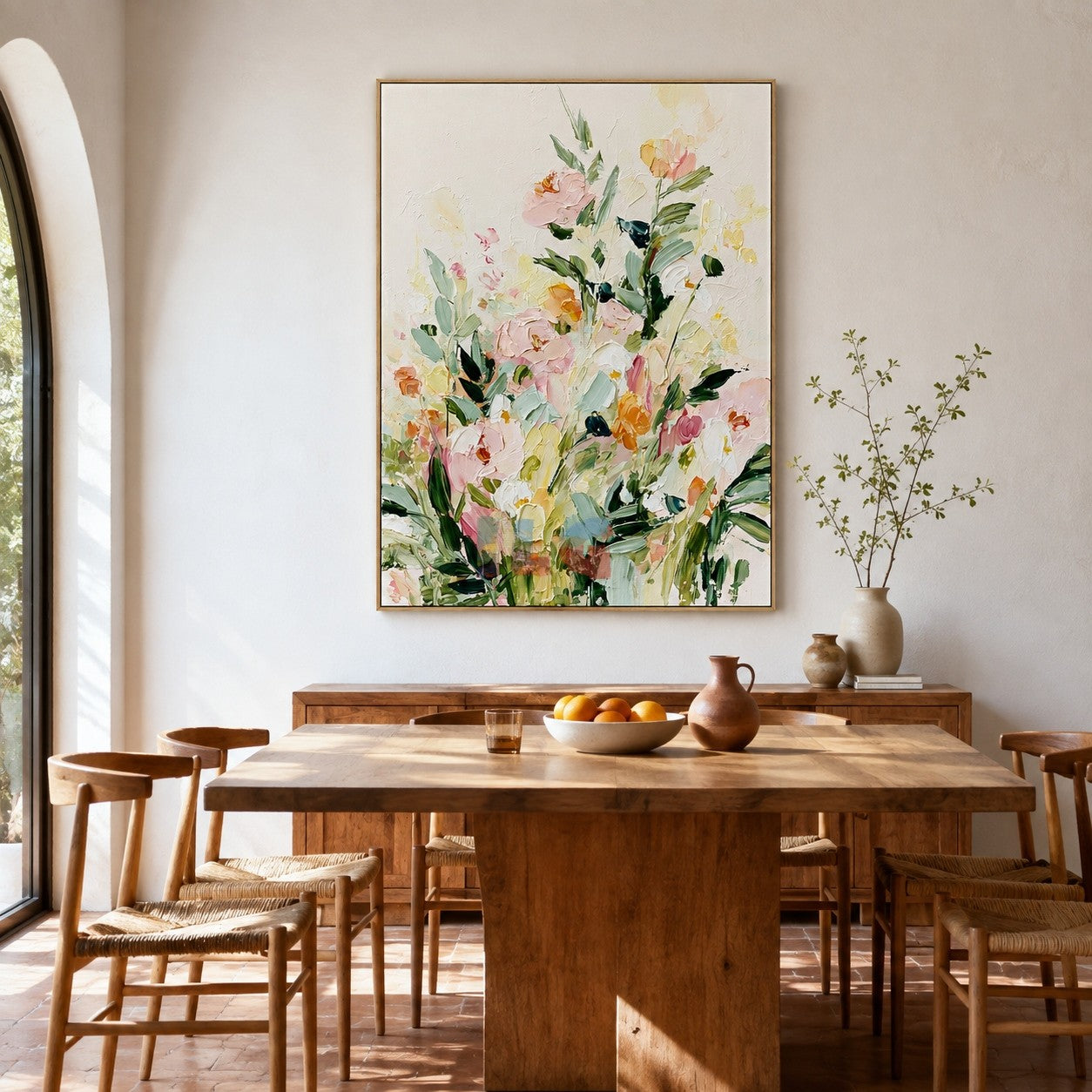 Pastel Garden Bloom – Textured Floral Wall Art