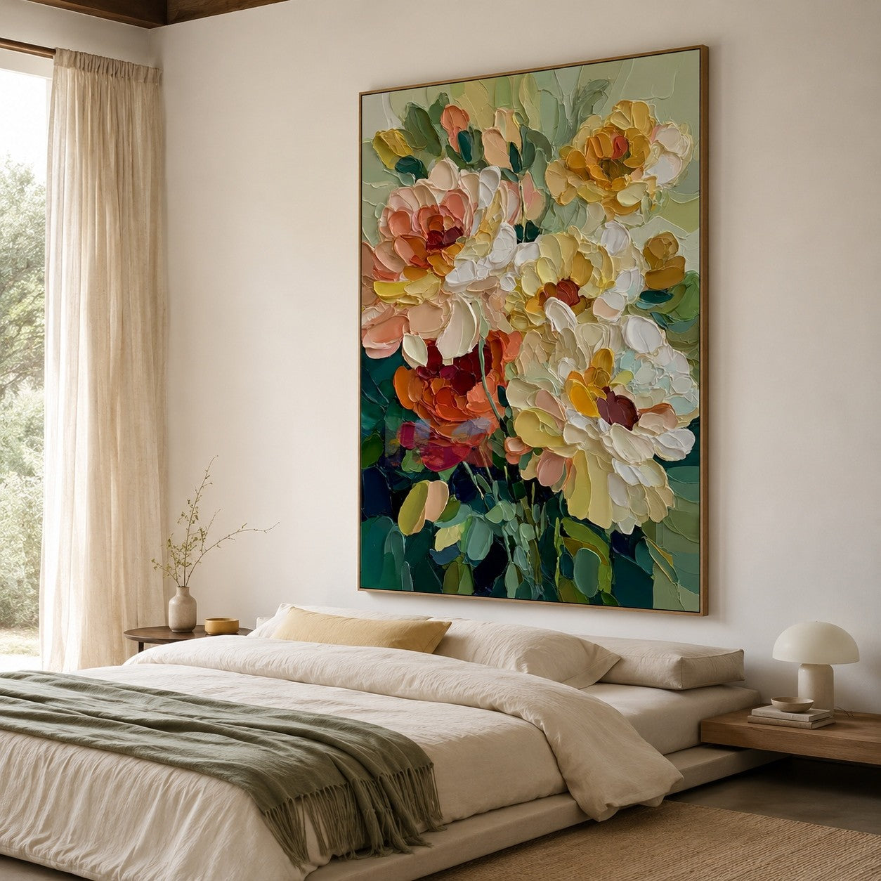 Buttercream Garden Bouquet – Textured Floral Wall Art