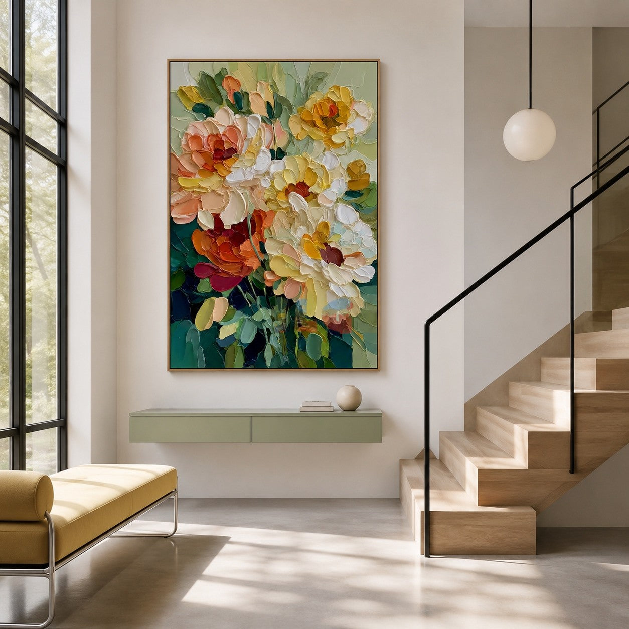 Buttercream Garden Bouquet – Textured Floral Wall Art