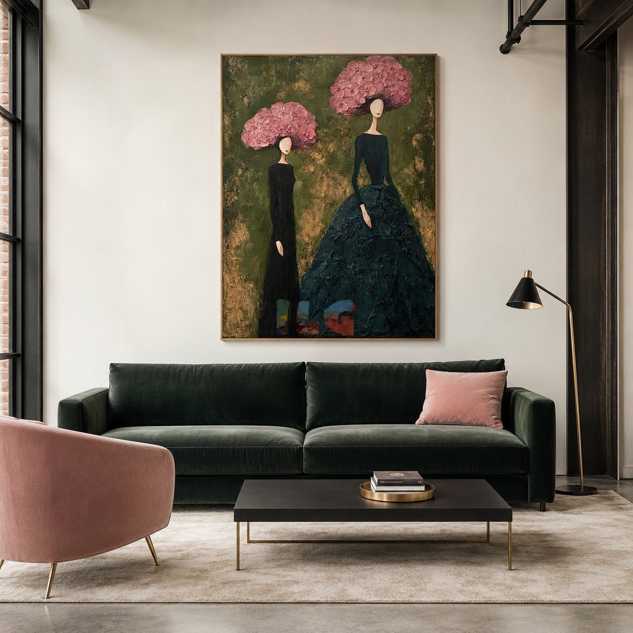 Pink Blossom Muses – Textured Figure Wall Art