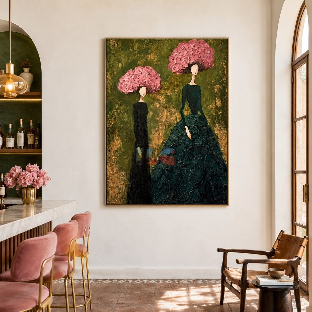 Pink Blossom Muses – Textured Figure Wall Art