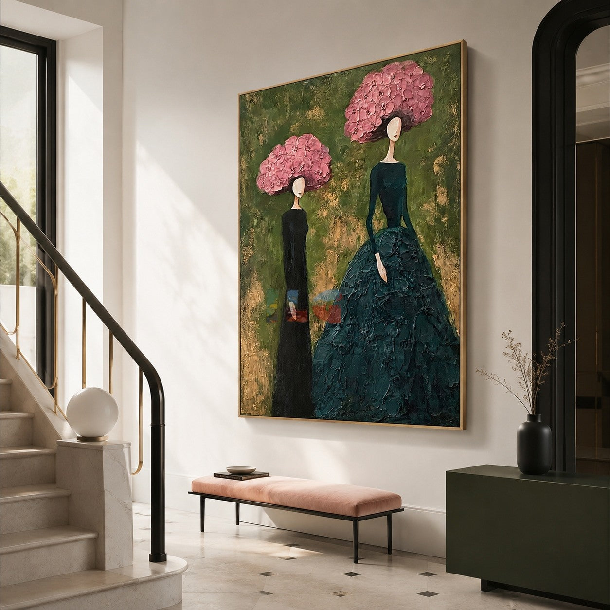 Pink Blossom Muses – Textured Figure Wall Art