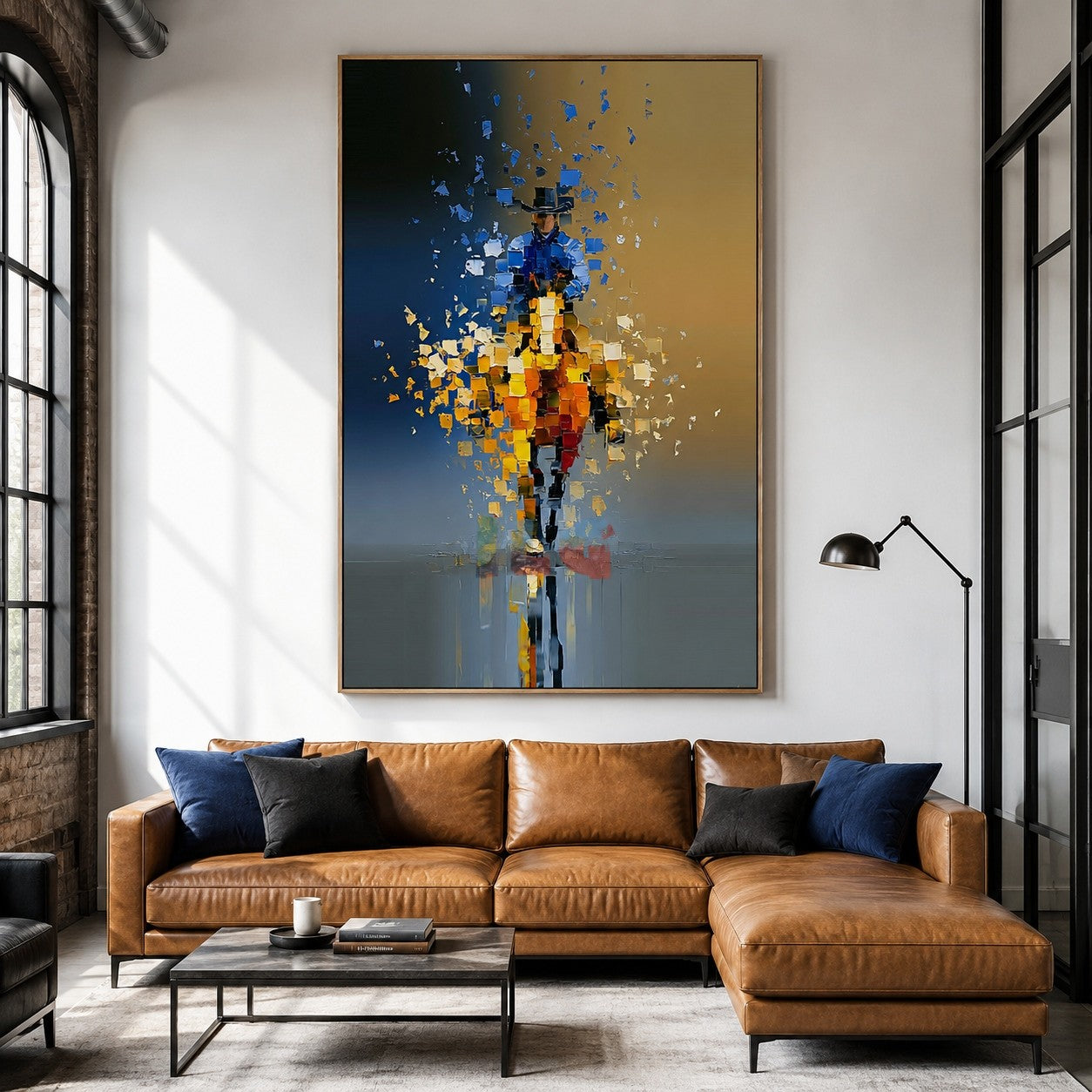 Lone Western Rider – Abstract Mosaic Wall Art