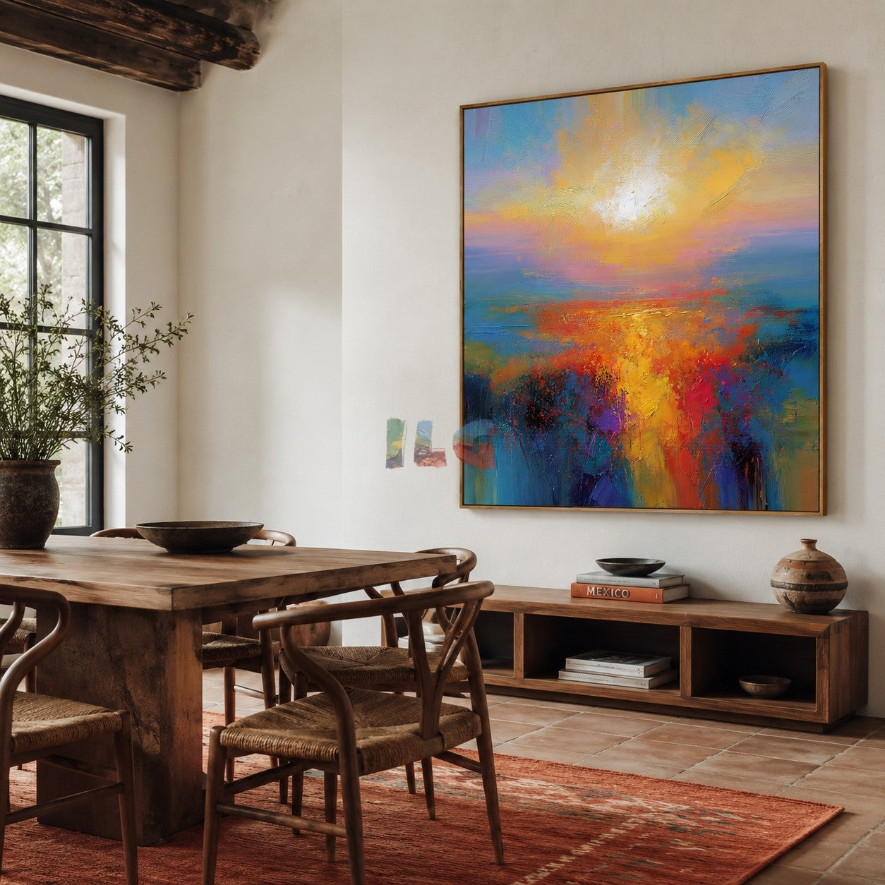 Radiant Horizon Bloom – Abstract Sunset Wall Art