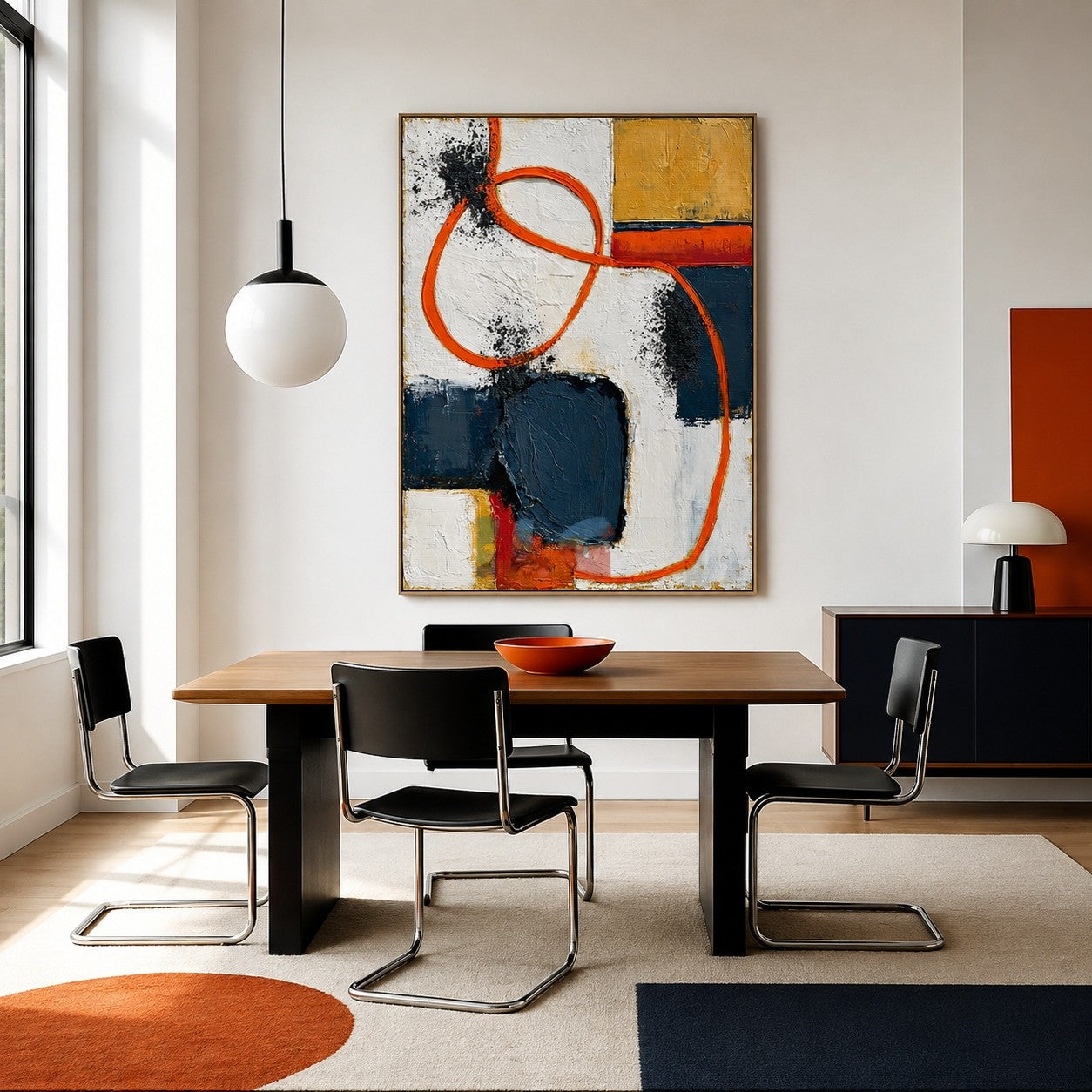 Burnt Orange Path – Abstract Geometric Wall Art