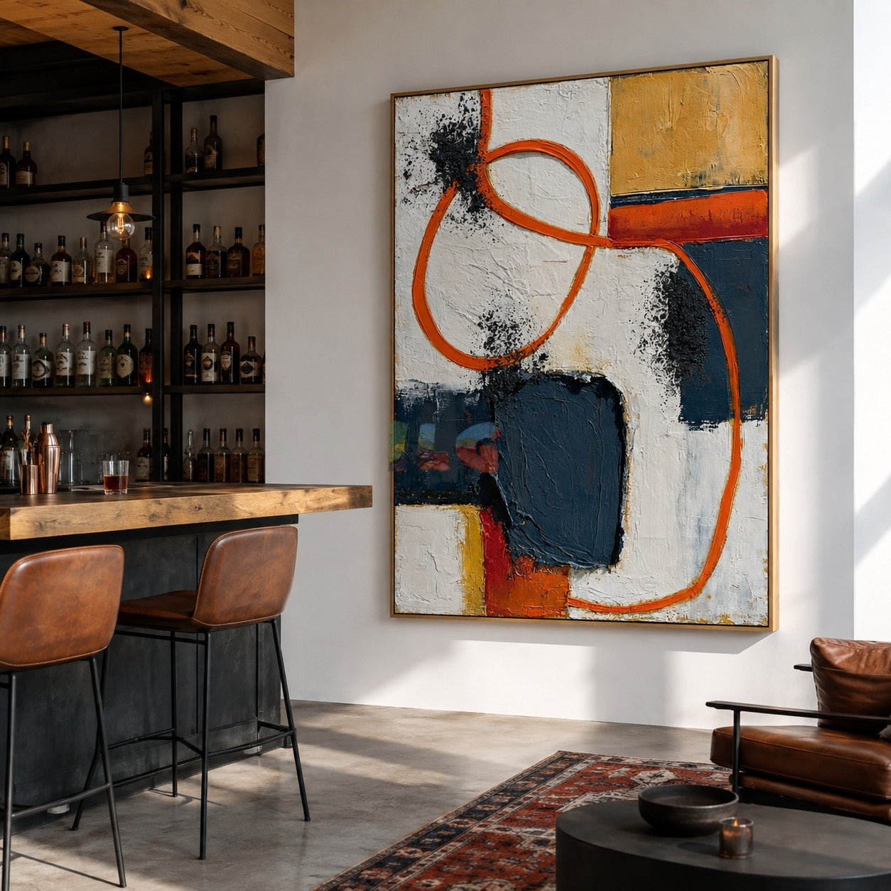 Burnt Orange Path – Abstract Geometric Wall Art