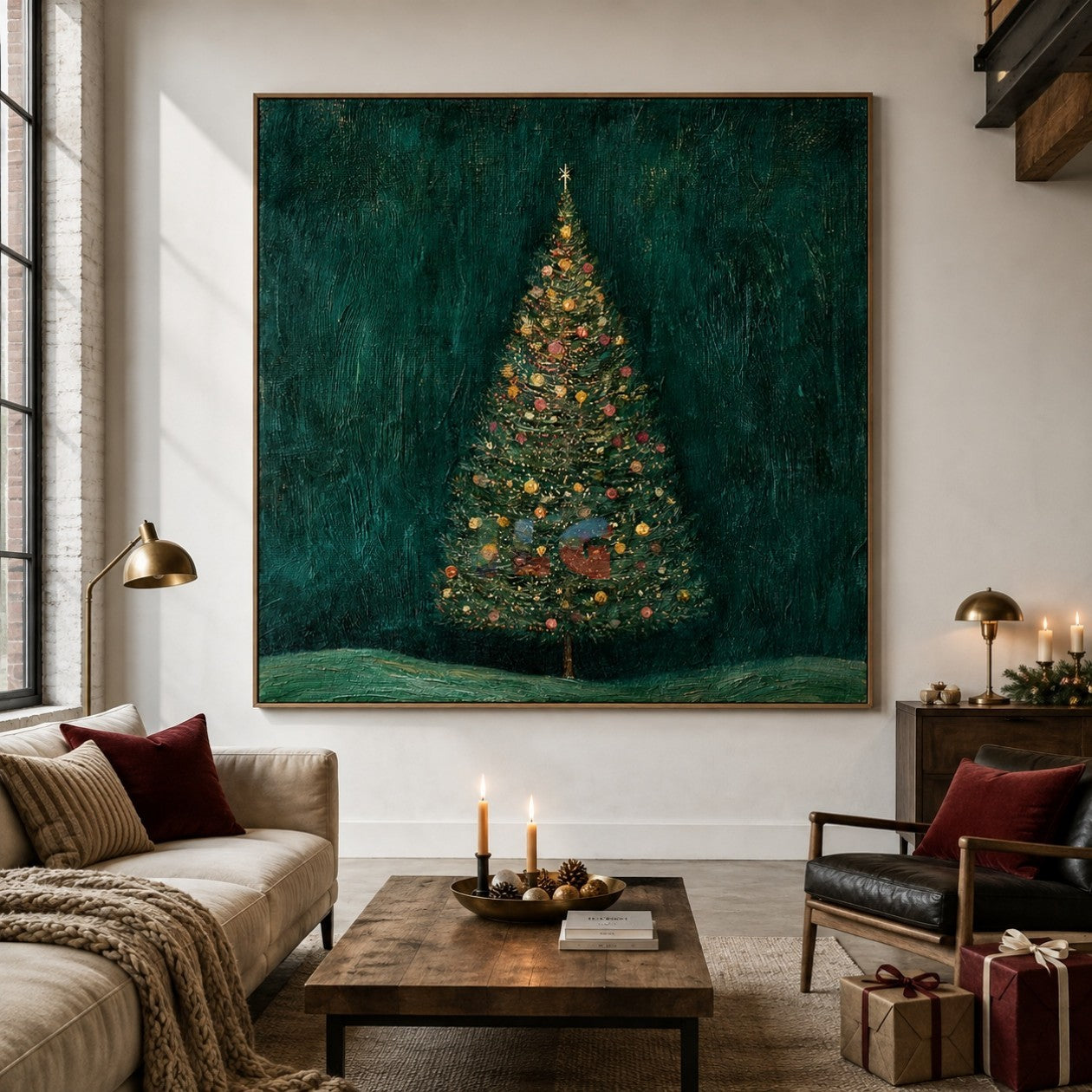 Midnight Evergreen Sparkle – Christmas Tree Textured Wall Art