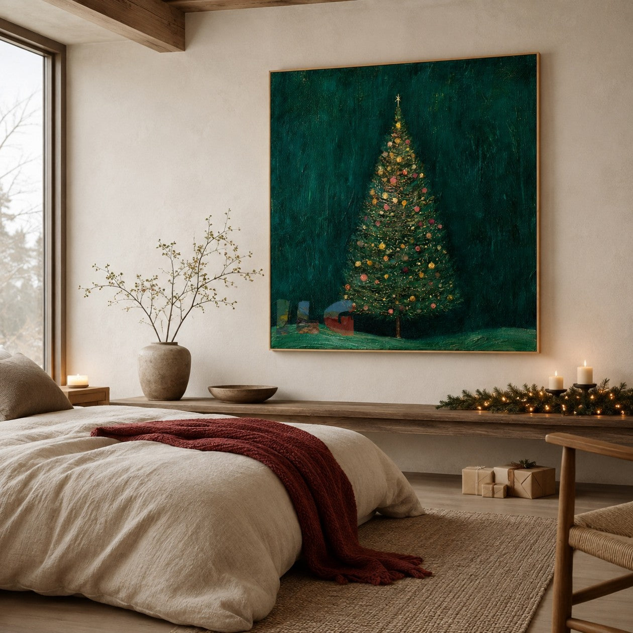 Midnight Evergreen Sparkle – Christmas Tree Textured Wall Art
