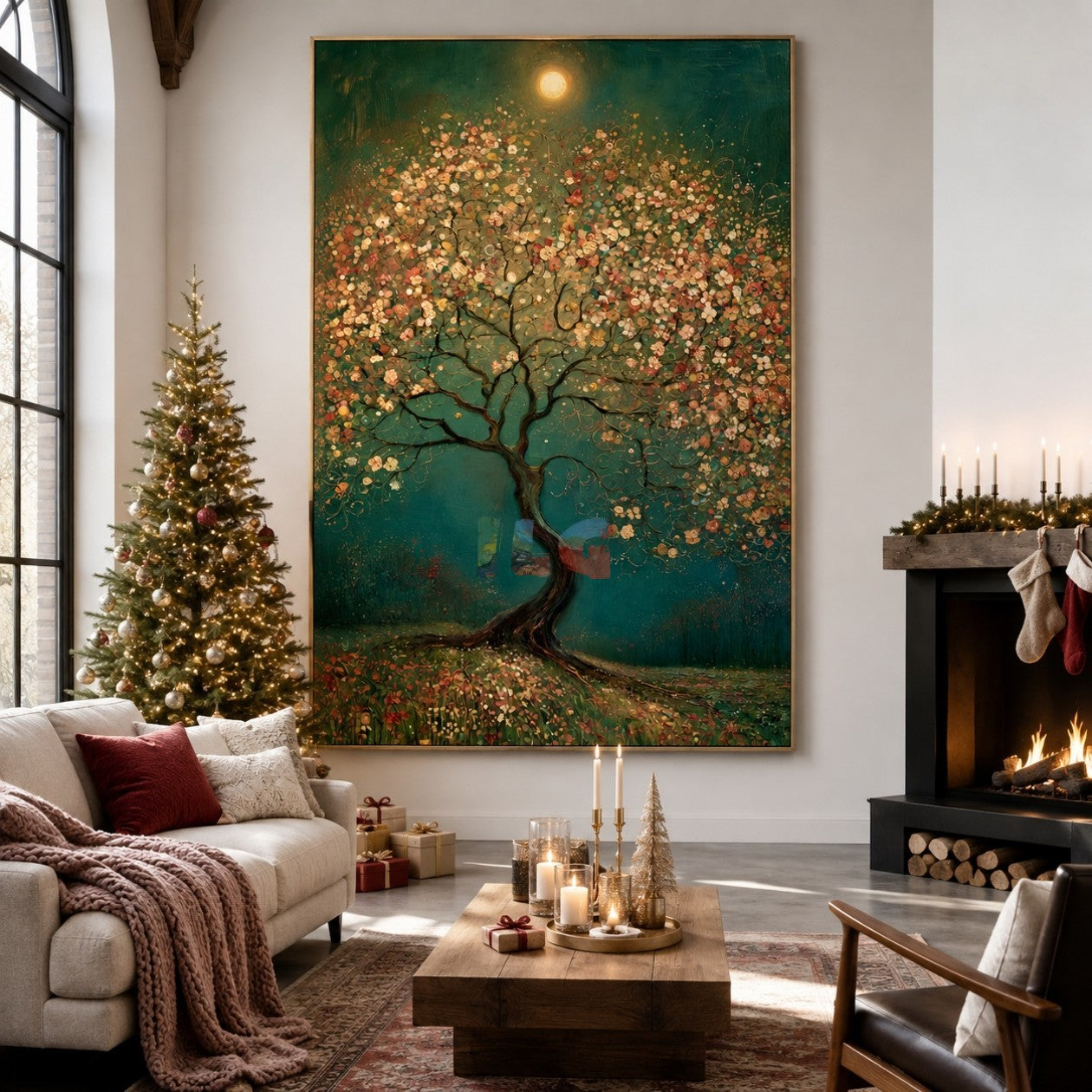 Moonlit Blossom Tree – Romantic Botanical Textured Wall Art