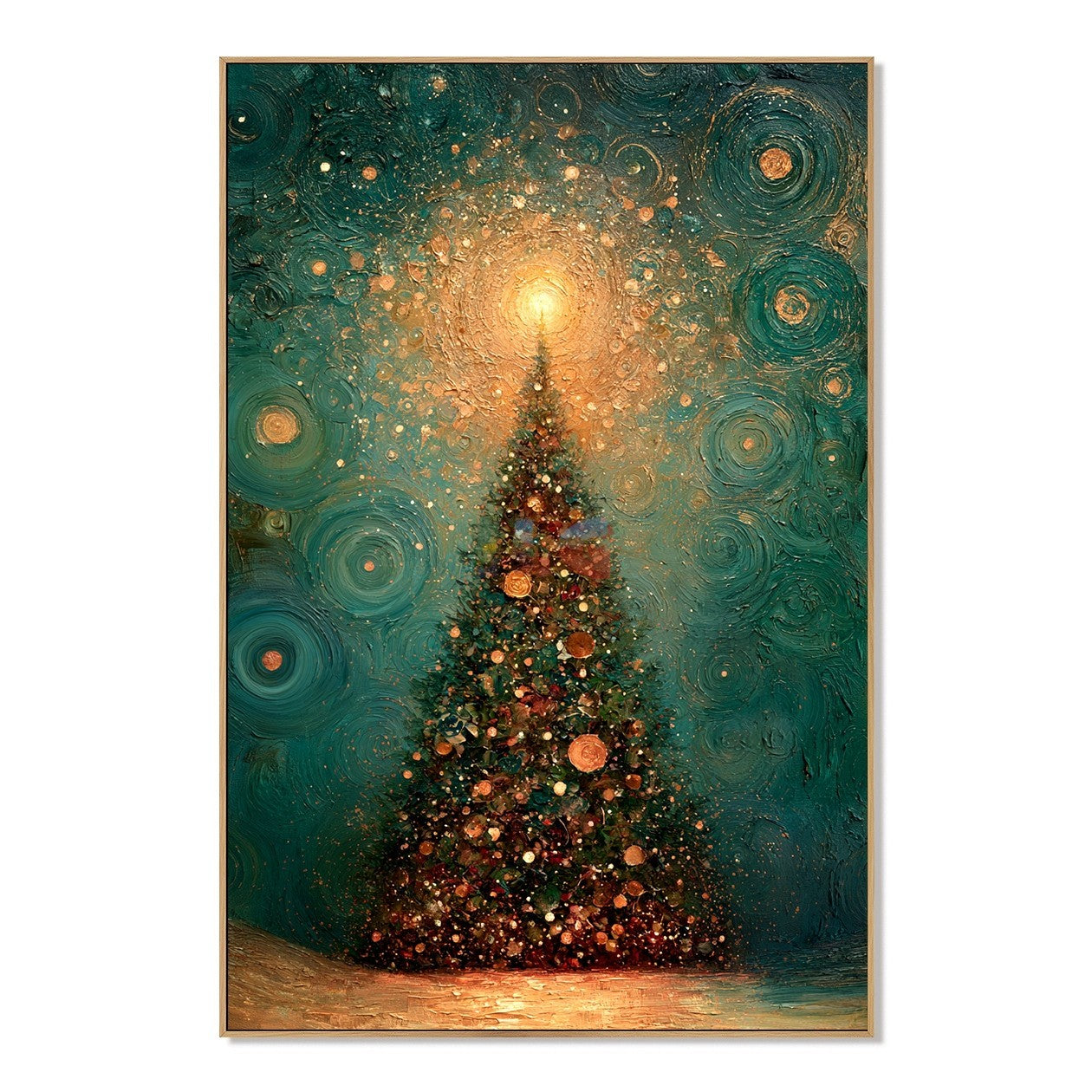 Starlit Evergreen Glow – Christmas Textured Wall Art
