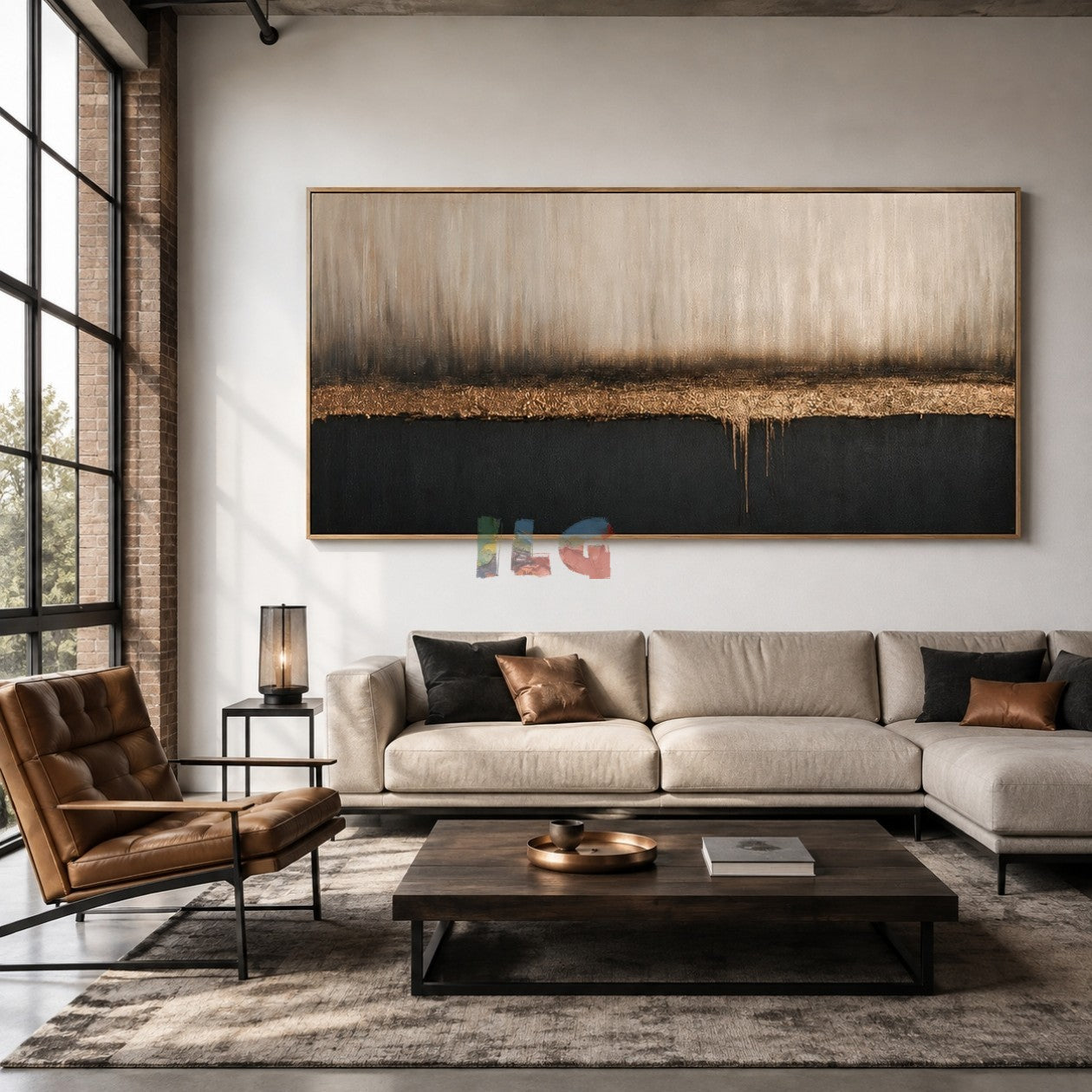 Copper Mist Horizon – Abstract Minimalist Textured Wall Art