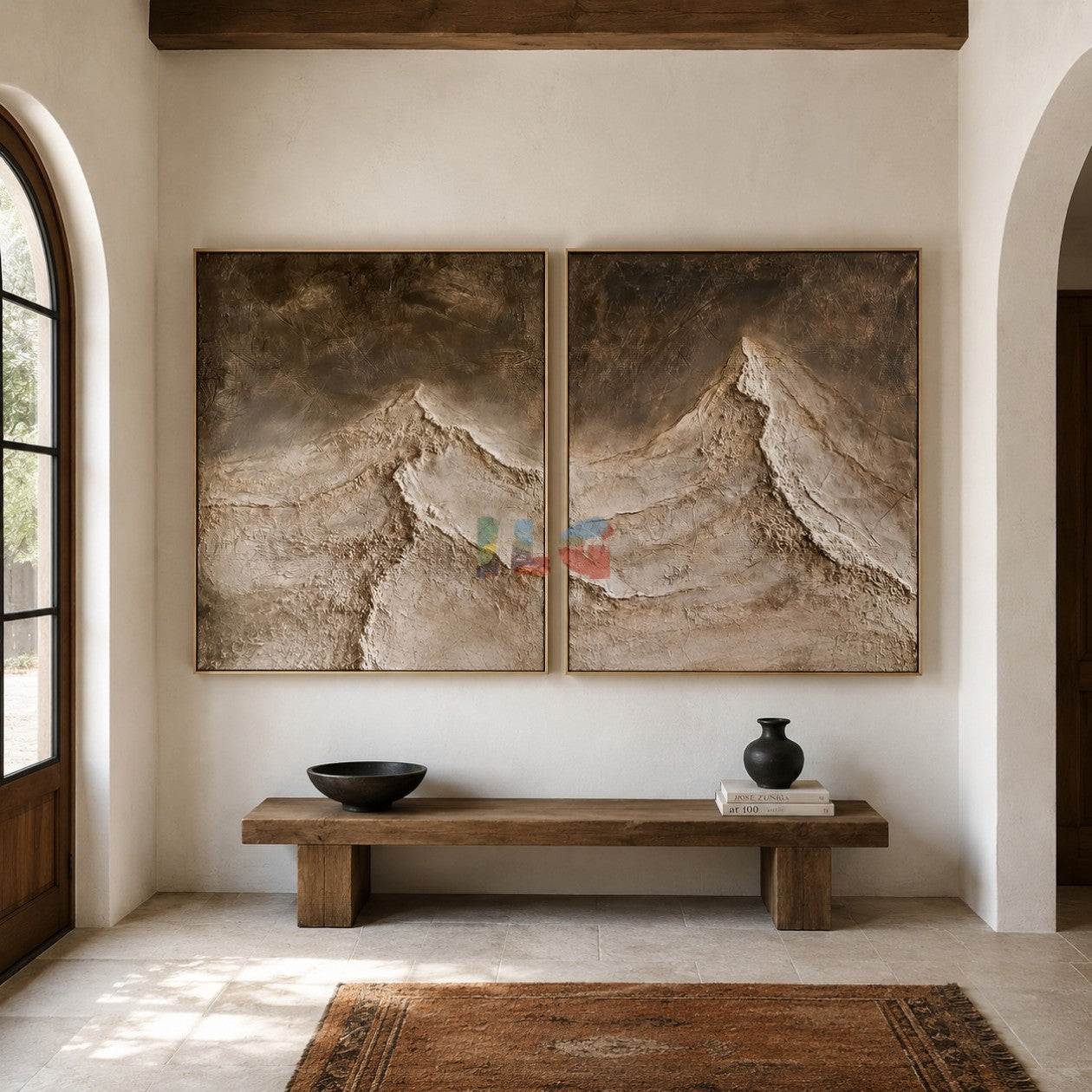 Silent Ridge Pair – Abstract Mountain Textured Wall Art