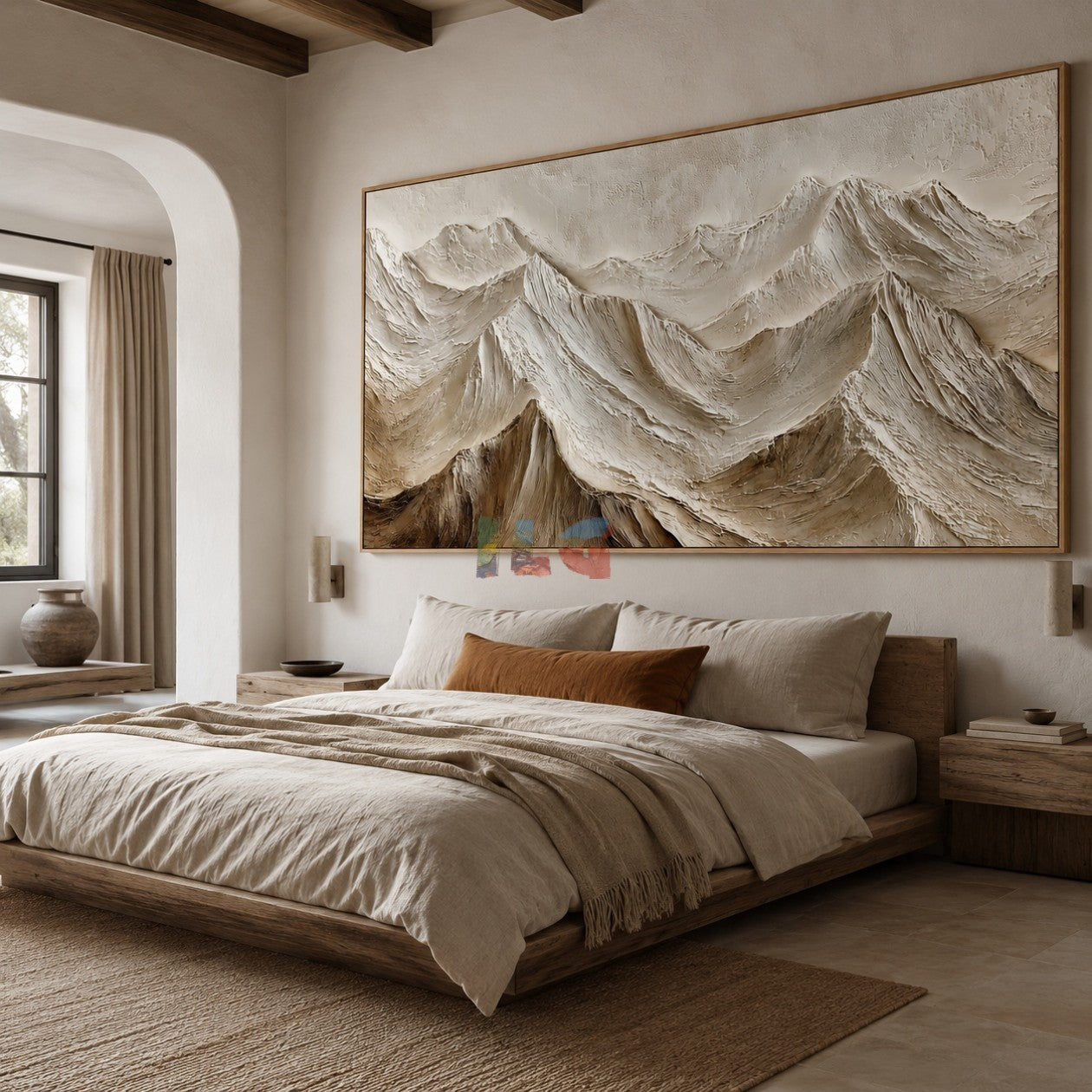 Ivory Alpine Relief – Abstract Mountain Textured Wall Art