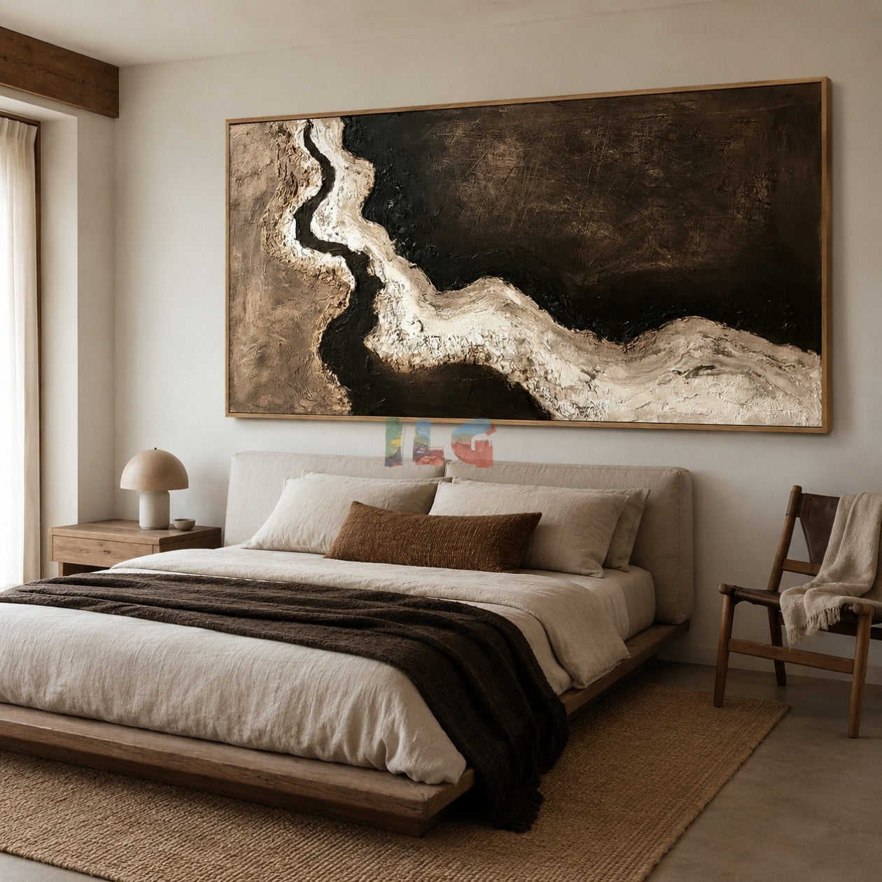 Ivory Stone Current – Abstract Wabi-Sabi Textured Wall Art