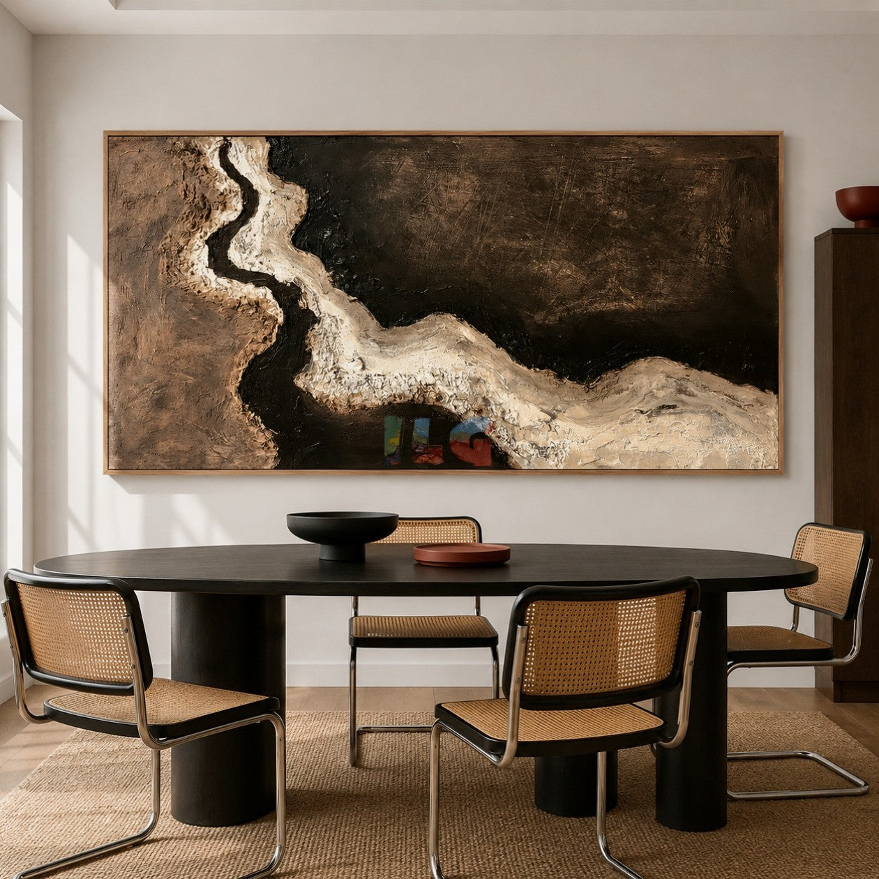Ivory Stone Current – Abstract Wabi-Sabi Textured Wall Art