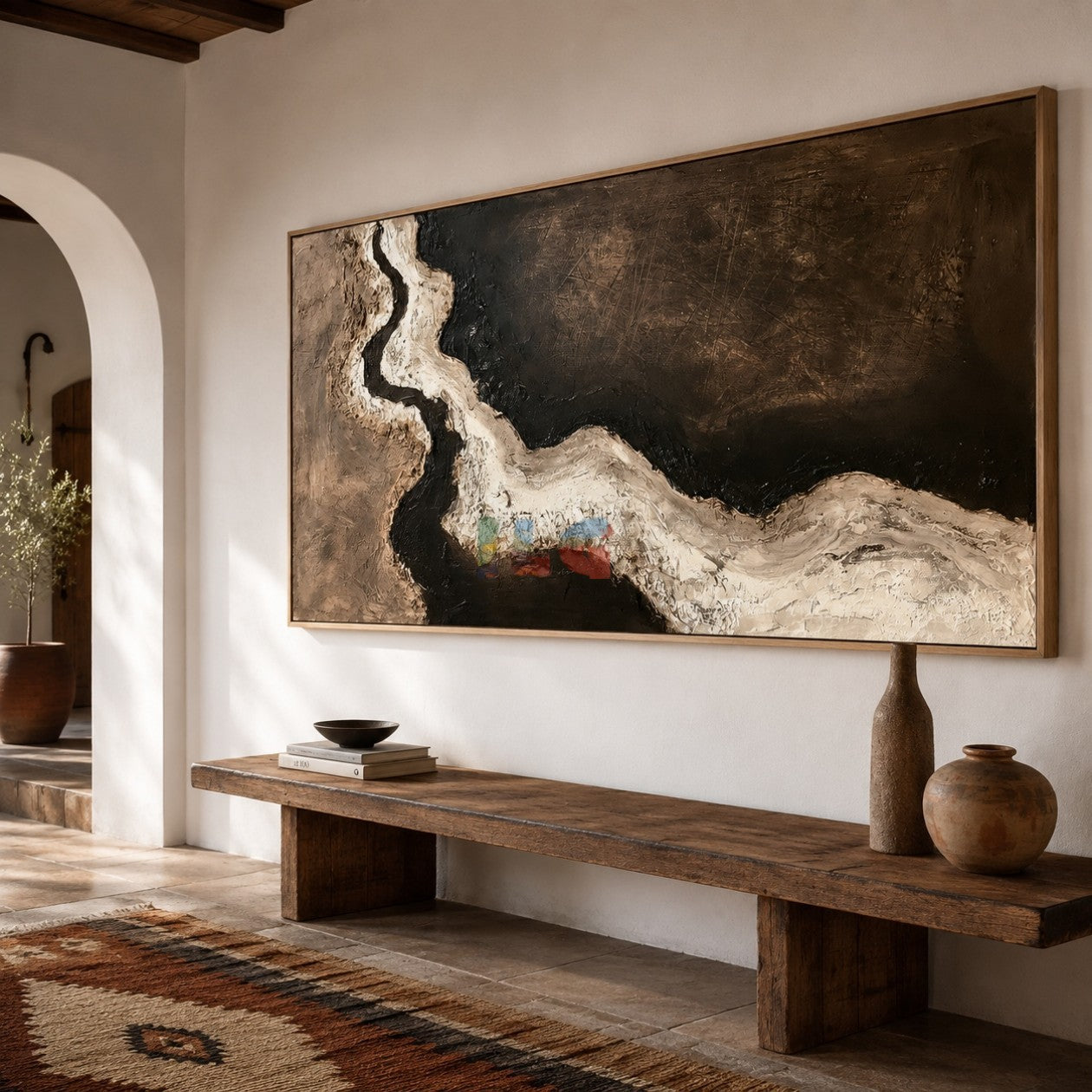 Ivory Stone Current – Abstract Wabi-Sabi Textured Wall Art
