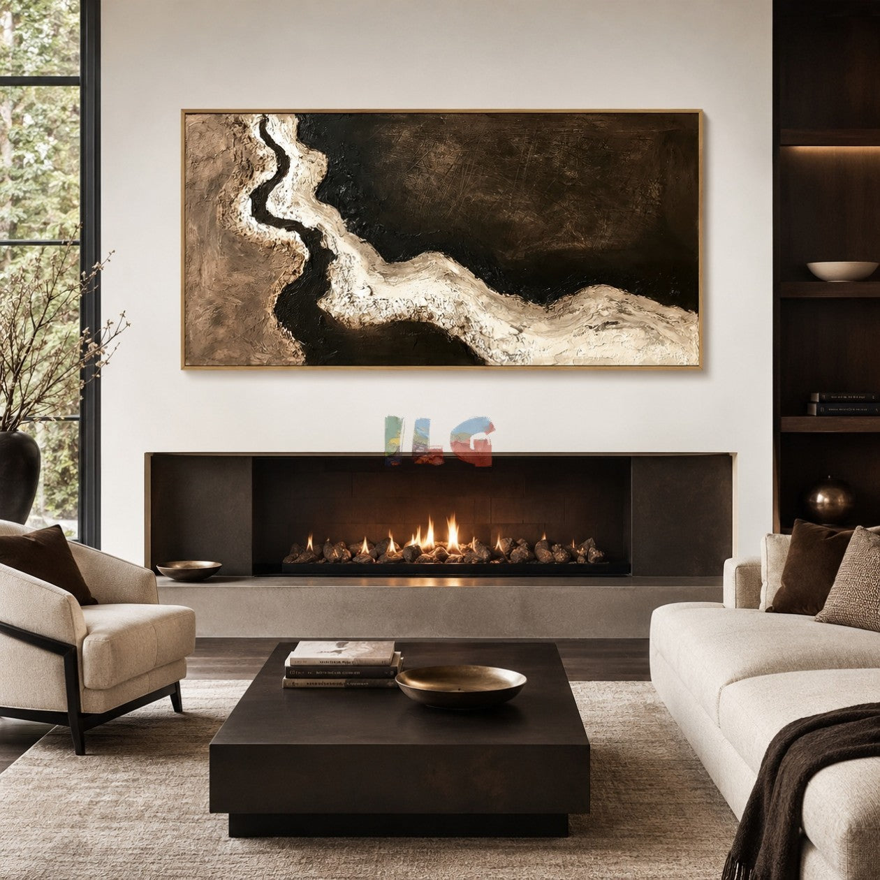 Ivory Stone Current – Abstract Wabi-Sabi Textured Wall Art