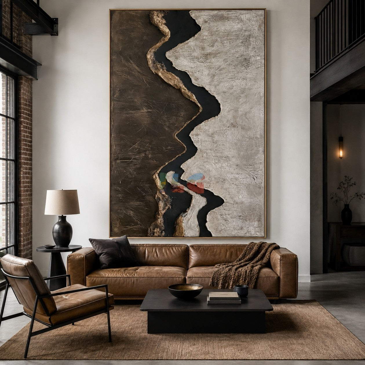 Midnight Ravine Trace – Abstract Organic Textured Wall Art