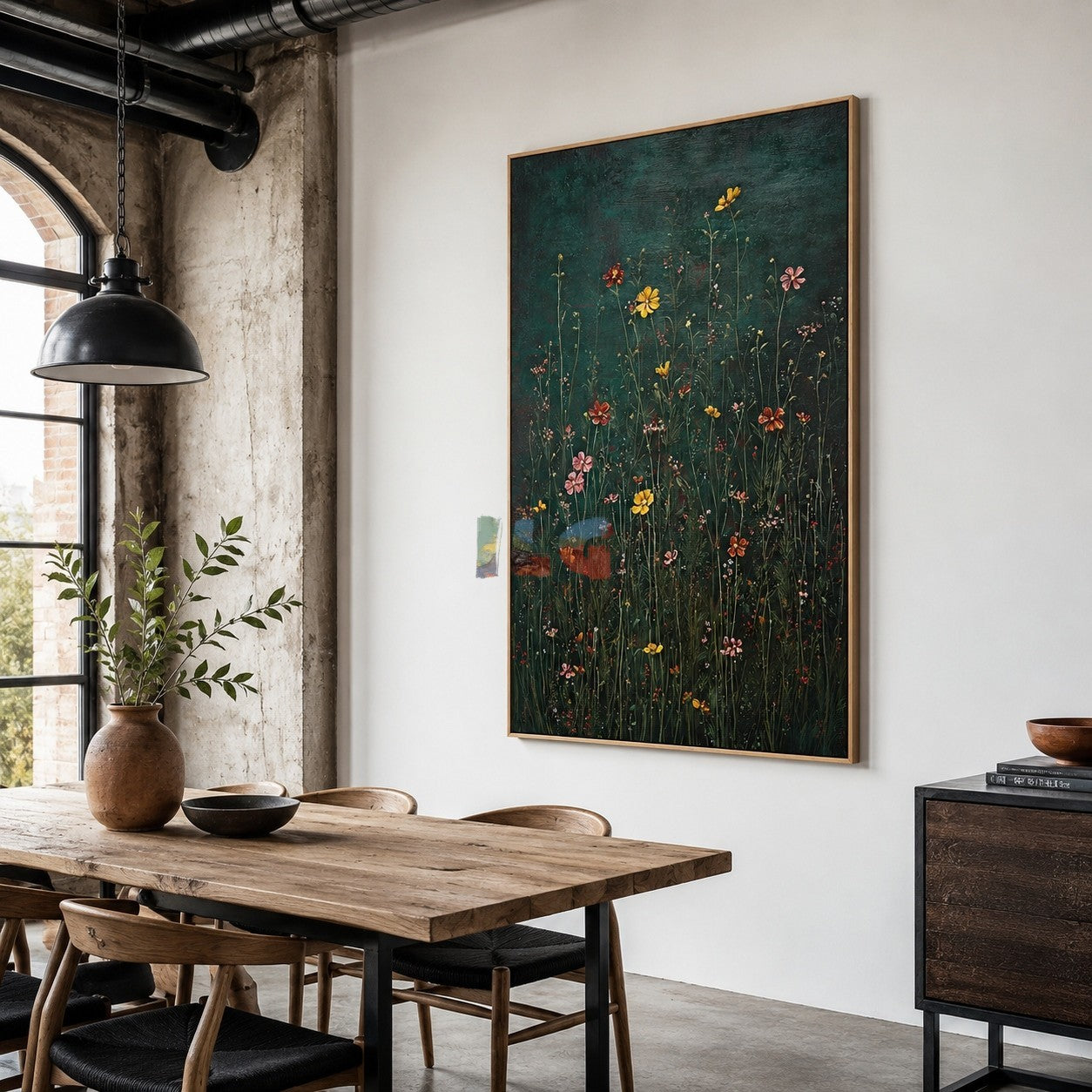 Midnight Wildflower Garden – Dark Botanical Floral Wall Art