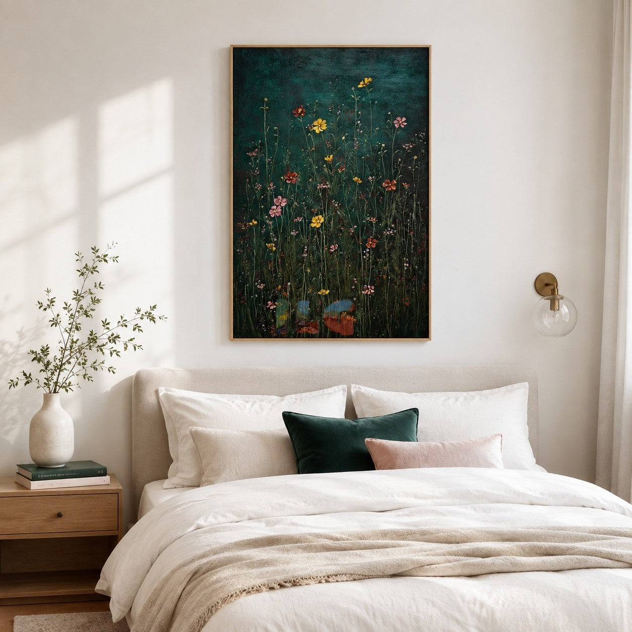 Midnight Wildflower Garden – Dark Botanical Floral Wall Art