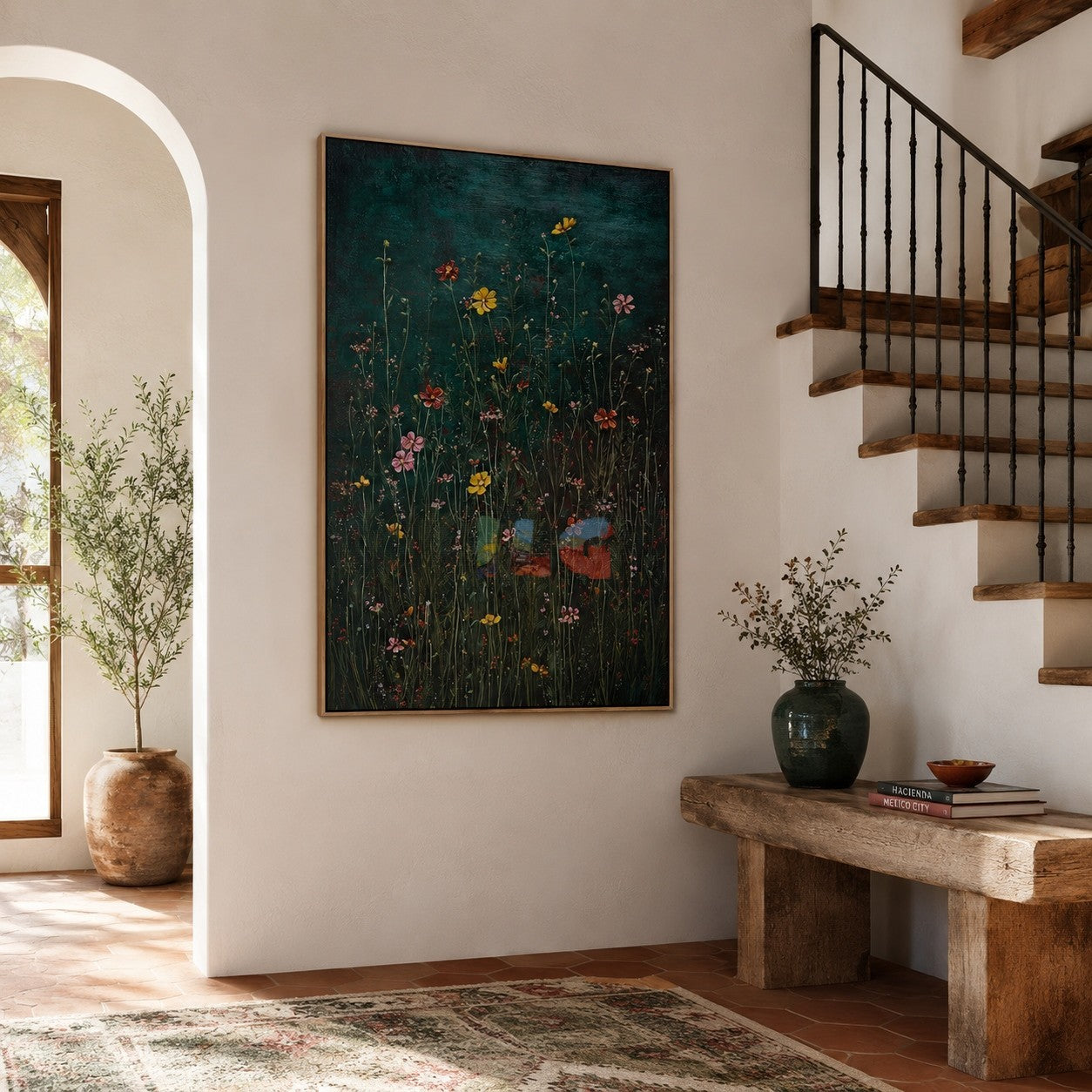 Midnight Wildflower Garden – Dark Botanical Floral Wall Art