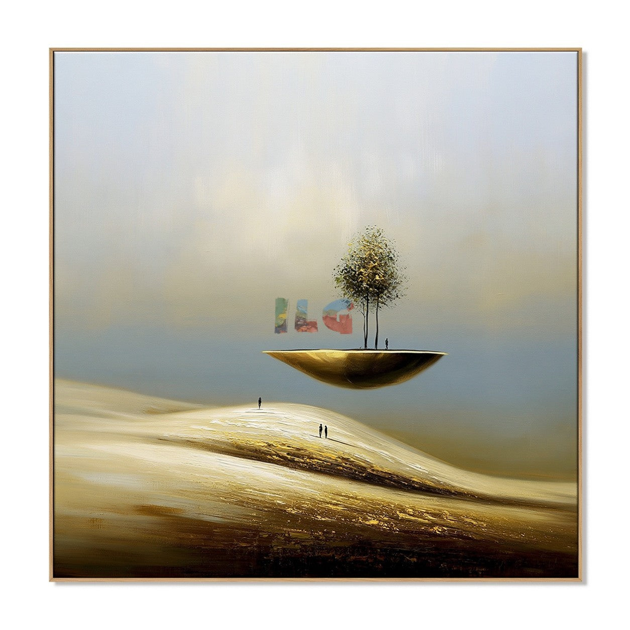 Skyborne Grove Reverie – Minimalist Surreal Landscape Wall Art