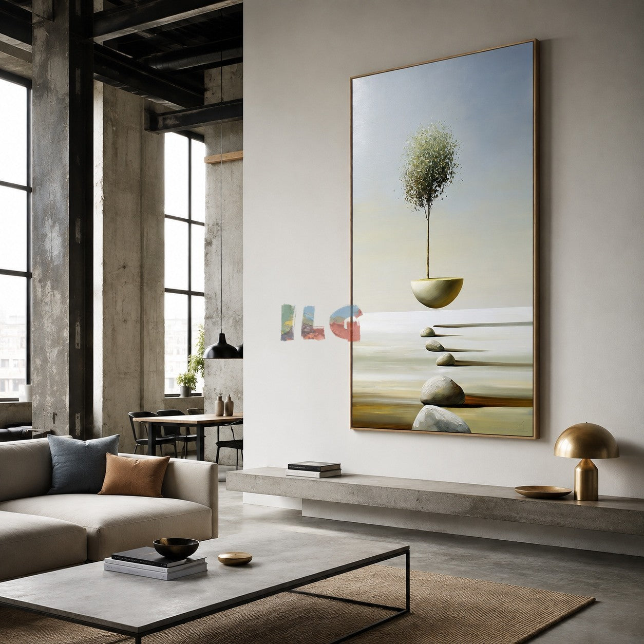Floating Tree Sanctuary – Minimalist Surreal Landscape Wall Art