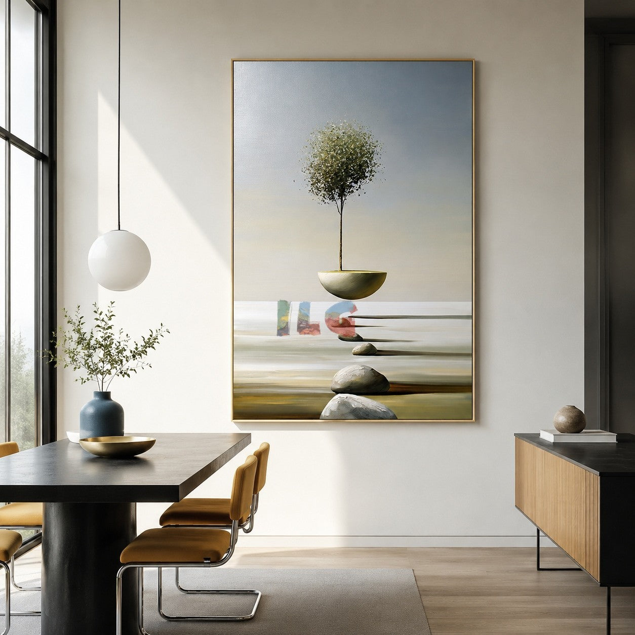 Floating Tree Sanctuary – Minimalist Surreal Landscape Wall Art