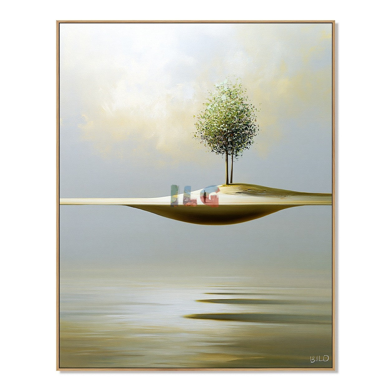 Floating Horizon Tree – Minimalist Surreal Landscape Wall Art